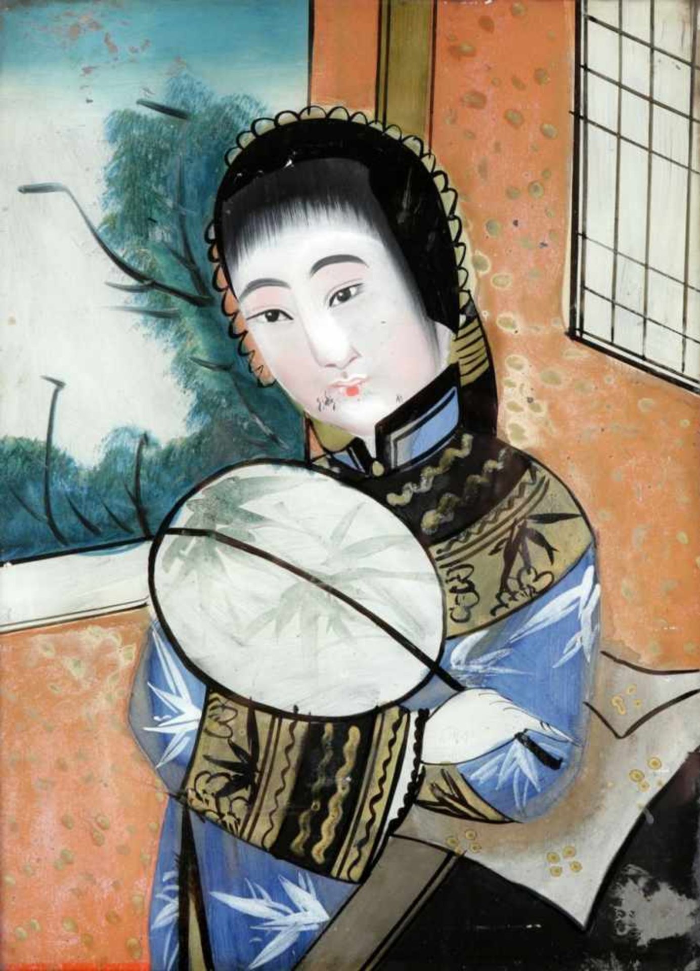 3 DamenportraitsGlas, China, um 1900/20.Jh. Sog. "Meirenhua" (Bildnisse von Schönheiten).- In - Bild 2 aus 3