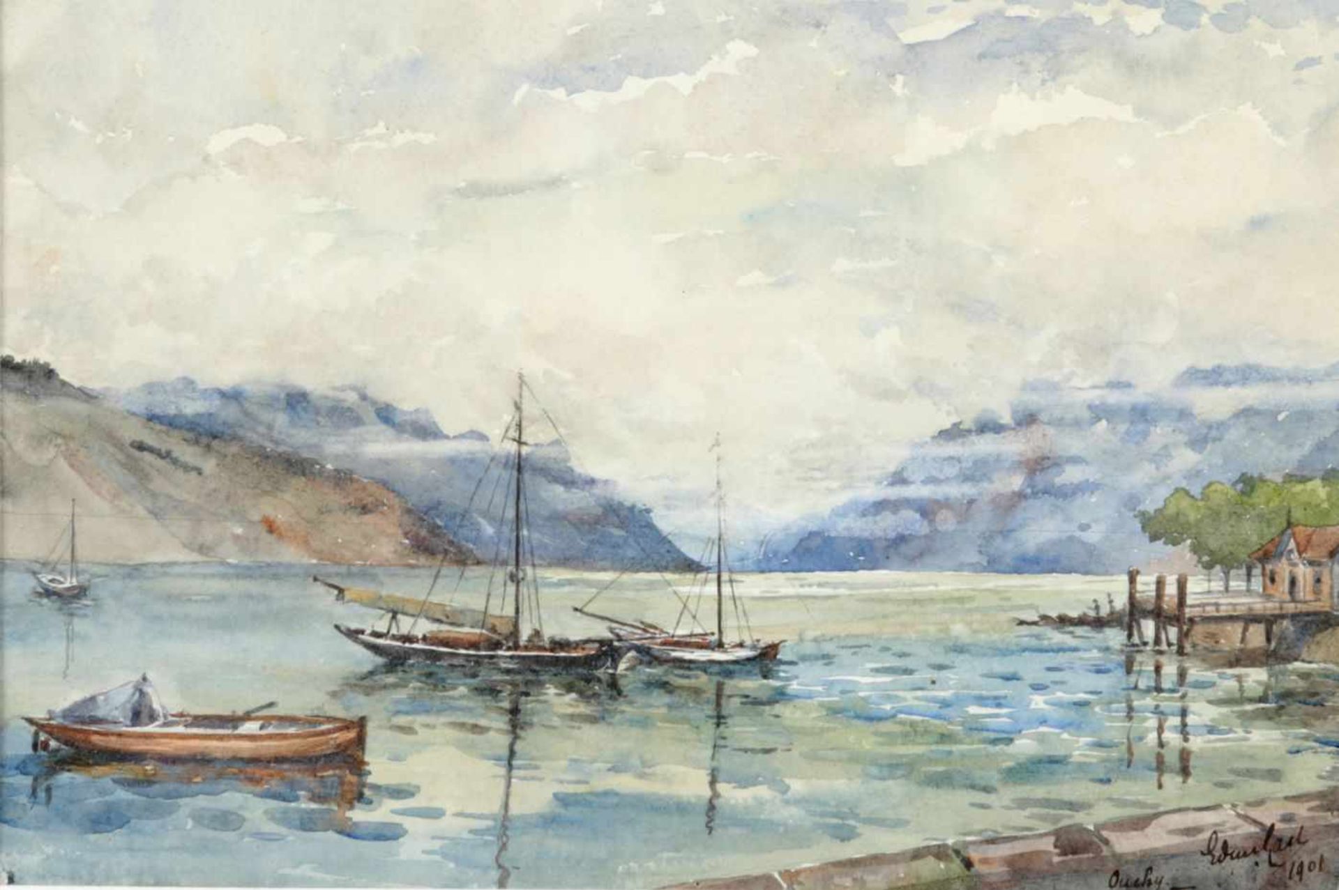 Ouchy am Genfer See1901 Aquarell, u.re. schwer leserl. sign., dat. "1901", bez. "Ouchy".