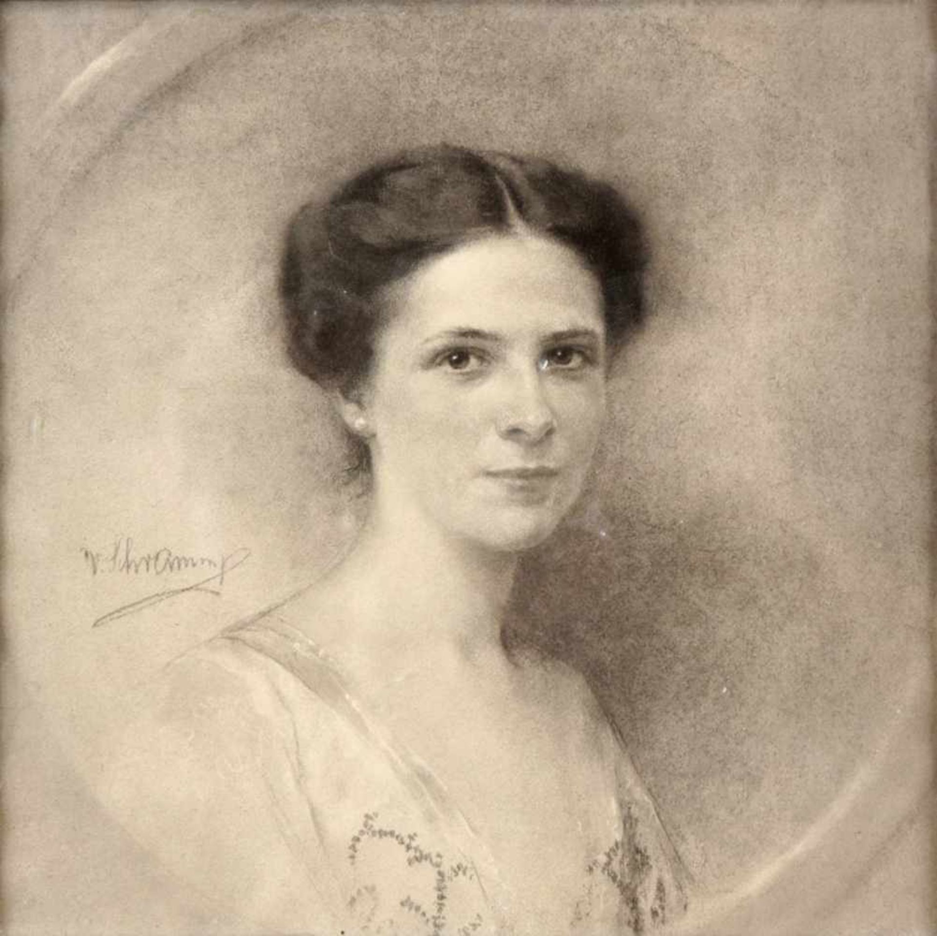 Schramm, Viktor1865 Orsova (Rumänien) - 1929 Portrait einer Dame.- Lithographie, im Druck sign,