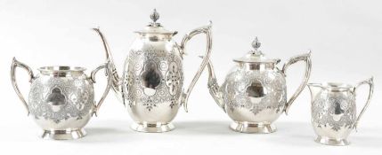 Kaffee- u. TeesetVersilbert, Philip Ashberry & Son (Sheffield), um 1900 Eiförmiger Korpus auf