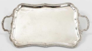 Kl. Rokoko-Tablett900er Silber, wohl Italien, 1920er Jahre Flache, geschweifte Rechteckform. Am Rand