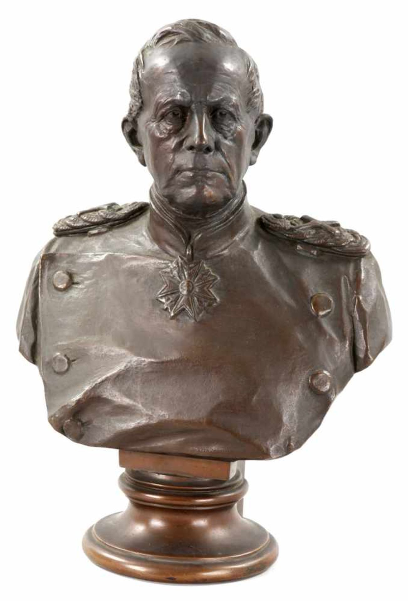 Portraitbüste "Generalfeldmarschall Helmuth Graf von Moltke"Bronze, Deutschland, 1896 Nach einem