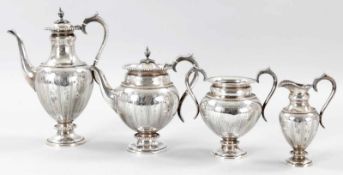 Viktorianisches Tee- u. Kaffee-Set925er Silber, Roberts & Belk (Sheffield), 1890/91 4-tlg.,