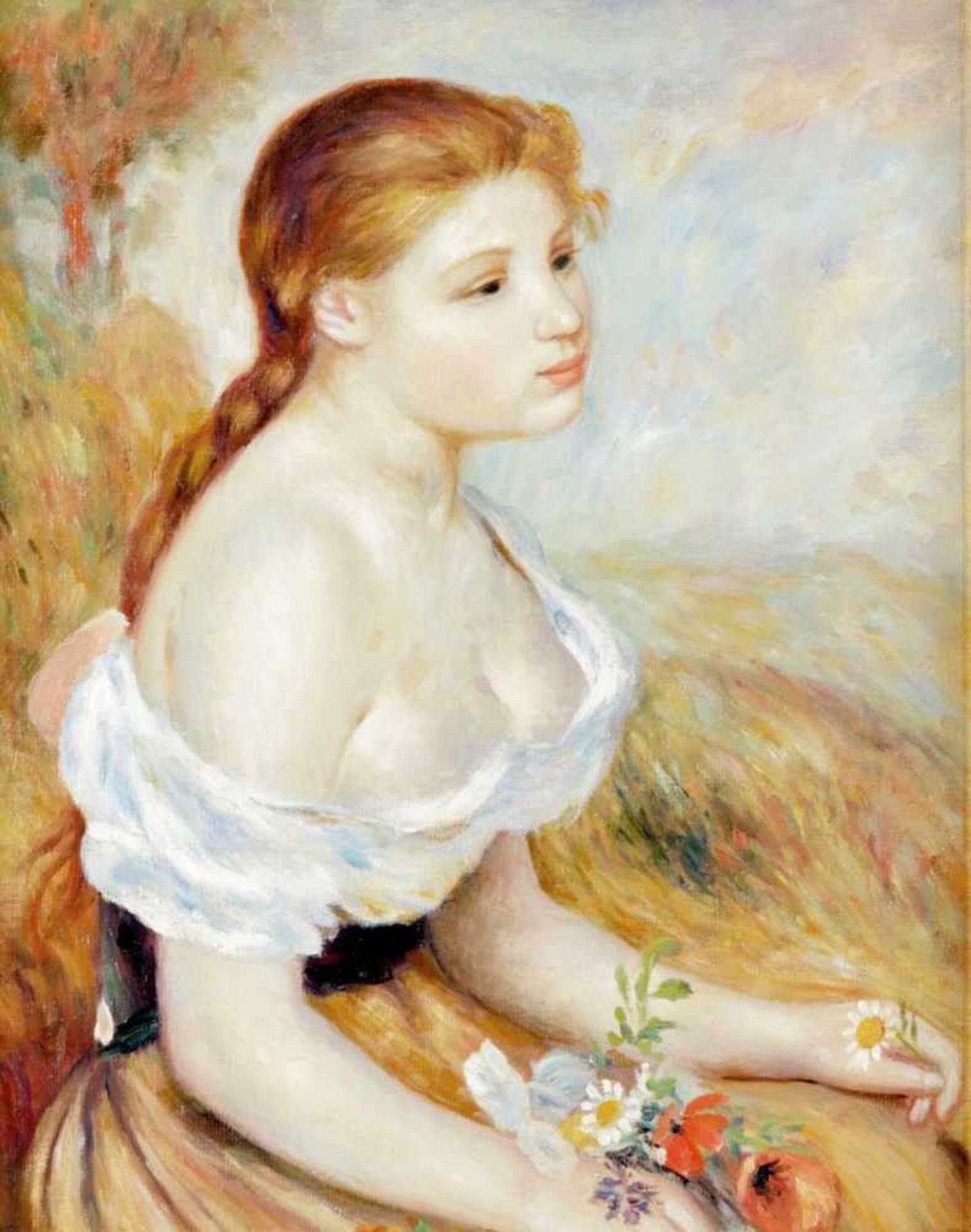 Mädchen mit Margeriten20.Jh. Kopie nach d. Gemälde v. Auguste Renoir von 1889. Das Original befindet