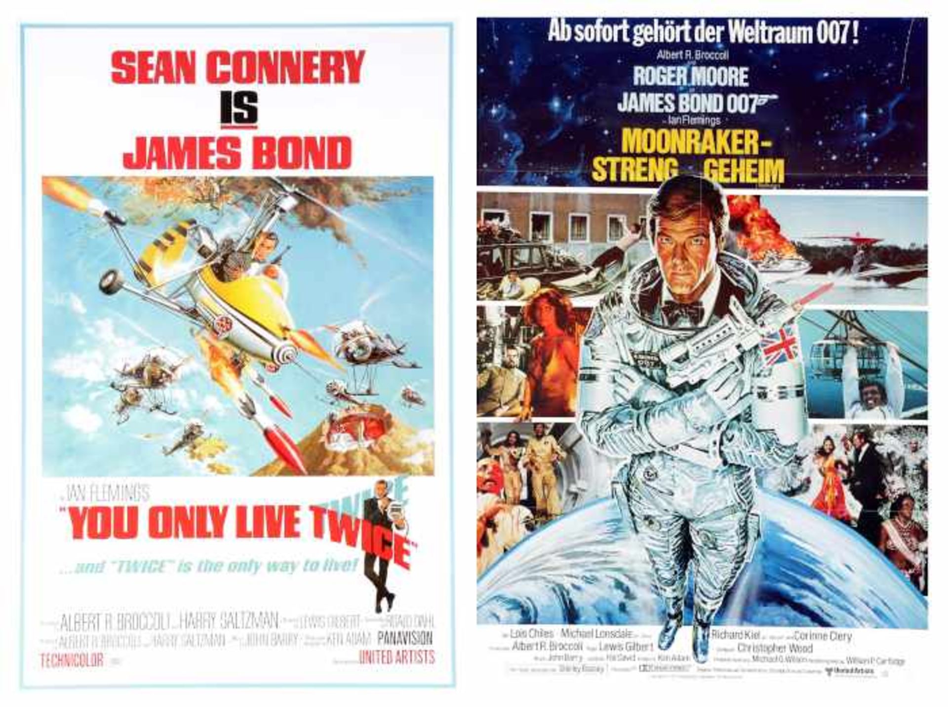 6 Bll.: Filmplakate James BondPapier, 20.Jh. Dabei u.a.: "You only live twice", "Der Hauch des