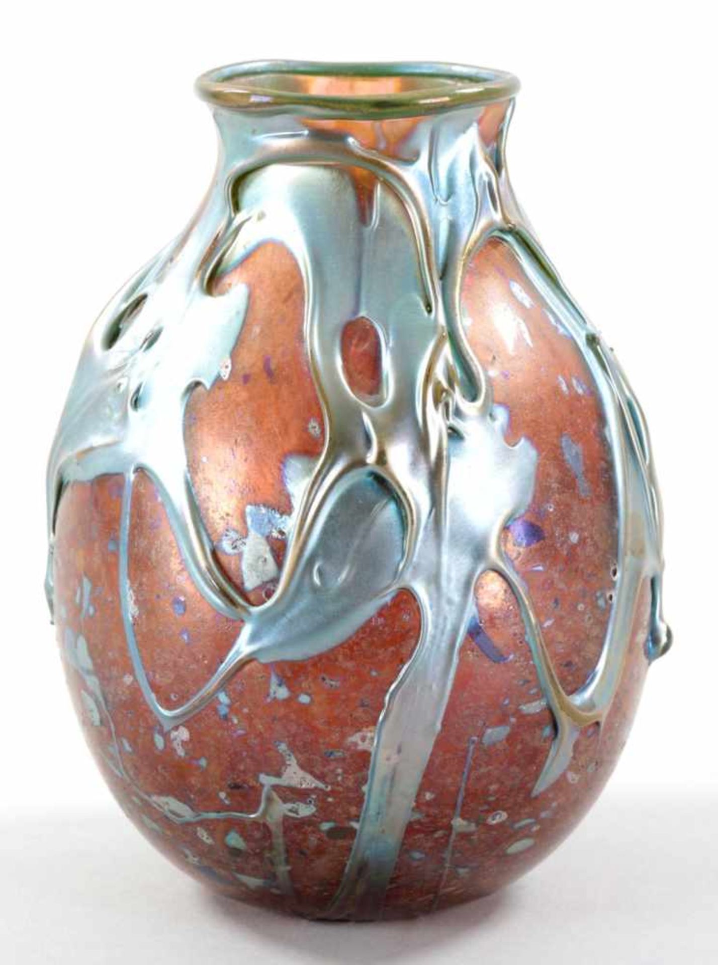VaseGlas, Lotton Art Glass (USA), 1979 Studio-Glas.- Im Stile des Jugendstils m. Aufschmelzungen