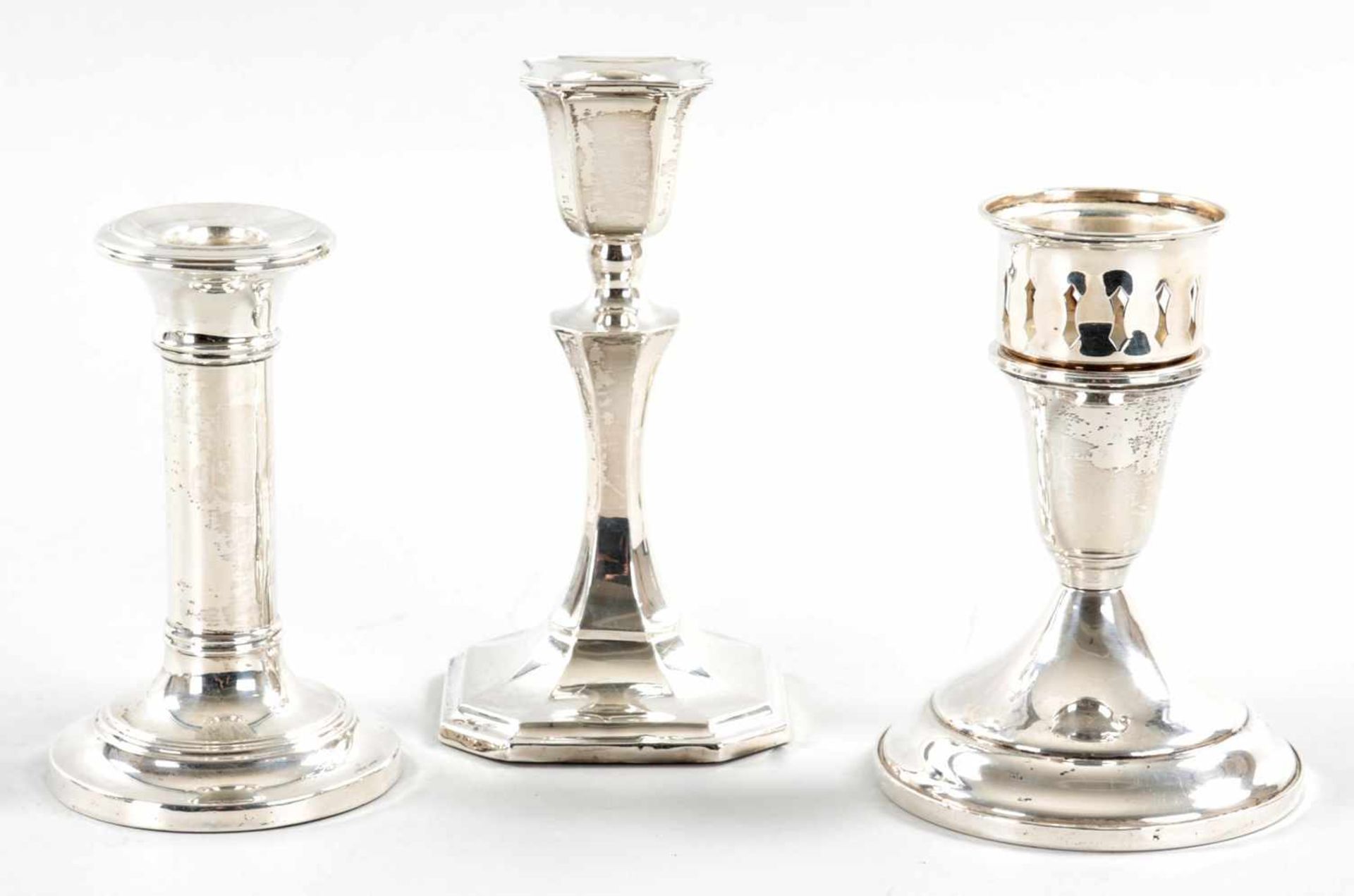 Kl. Konvolut Tischleuchter925er Silber, u.a. Towle Silversmiths (USA), 20.Jh. 3-tlg., verschiedene