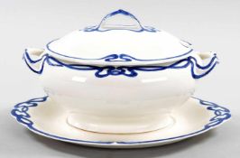 Gr. Jugendstil-Deckelterrine a. PrésentoirSteingut, Villeroy & Boch (Dresden), um 1900 Dekor "