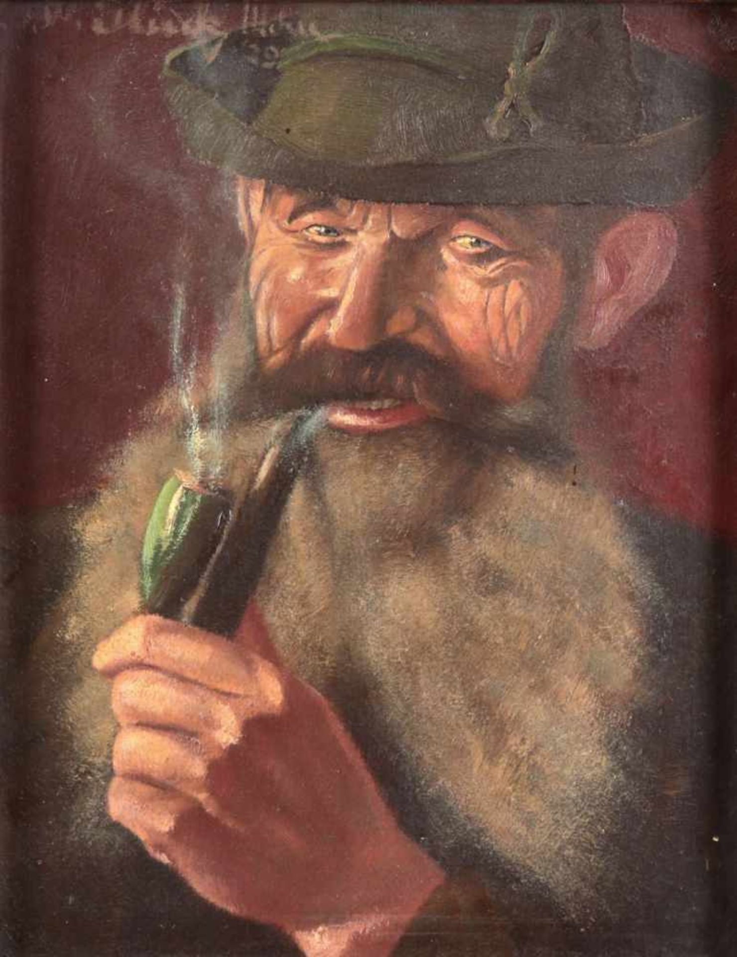 Bärtiger Mann mit PfeifeMünchen, 1929 Öl a. Holz, o.li. sign./ortsbez./dat. "J.W. Glück Mchn (19)29.
