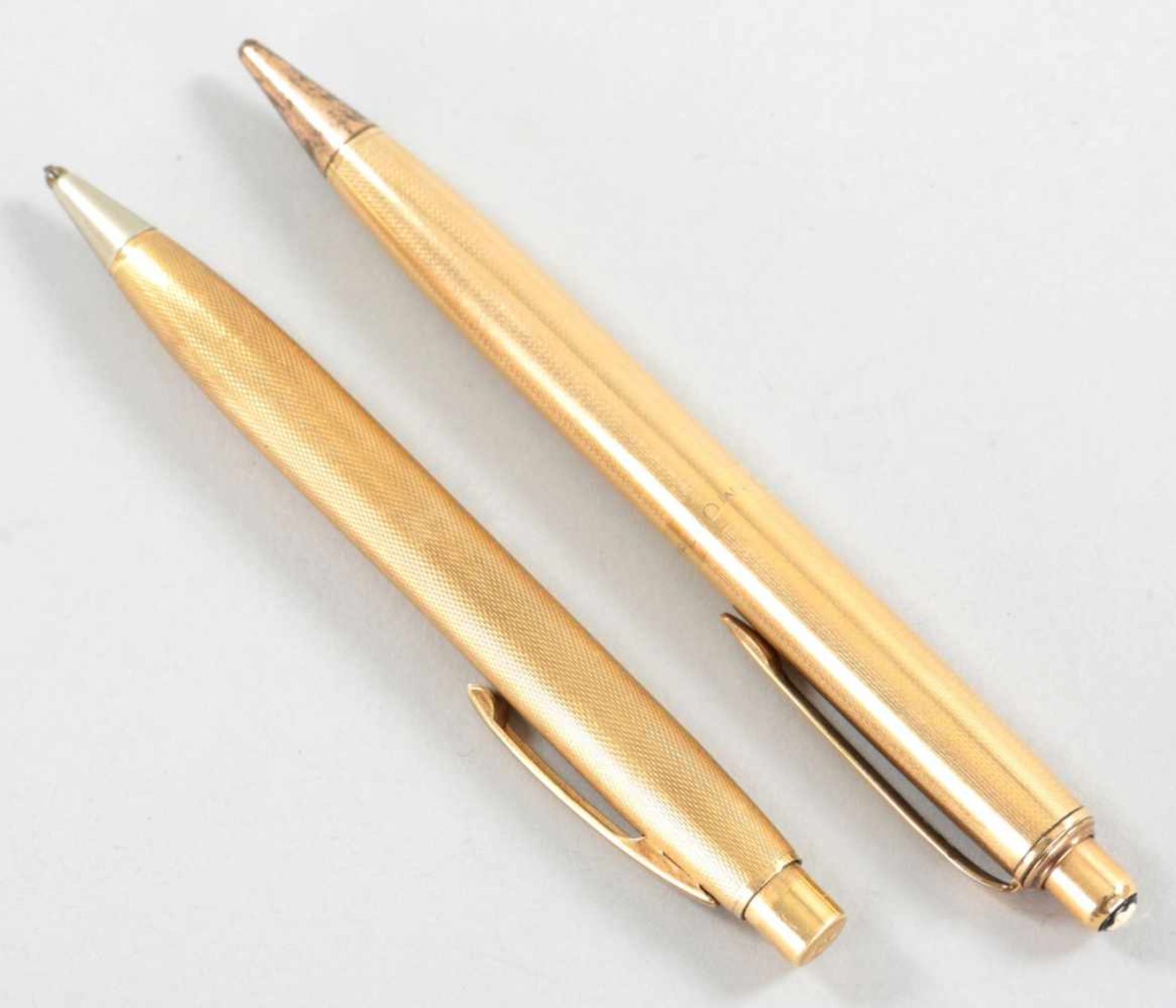 2 Bleistifte585/-GG/Metall vergoldet, Montblanc u. andere, 1950er Jahre In verschied. Formen m.