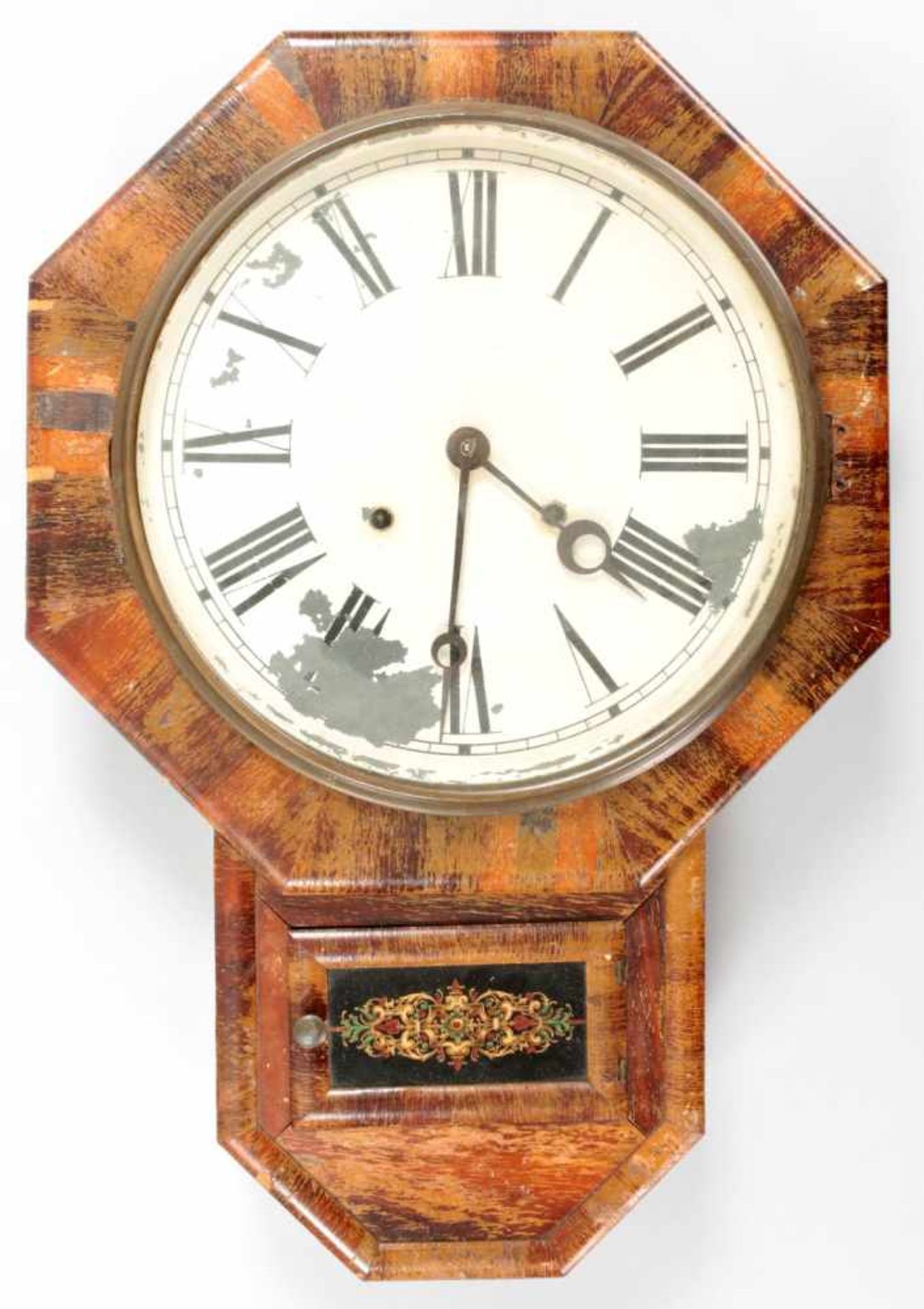 WanduhrHolz/Metall u.a., Waterbury Clock & Co, USA, um 1900 Rechteckiges, teilgekantetes Gehäuse