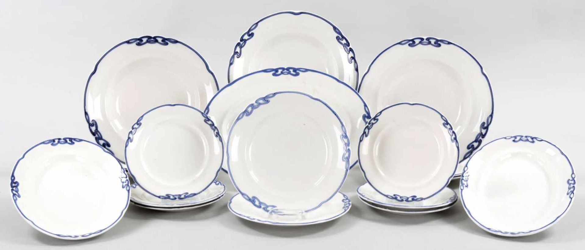 Jugendstil-RestserviceSteingut, Villeroy & Boch (Dresden), um 1900/Anf. 20.Jh. Dekor "Blaue Olga".