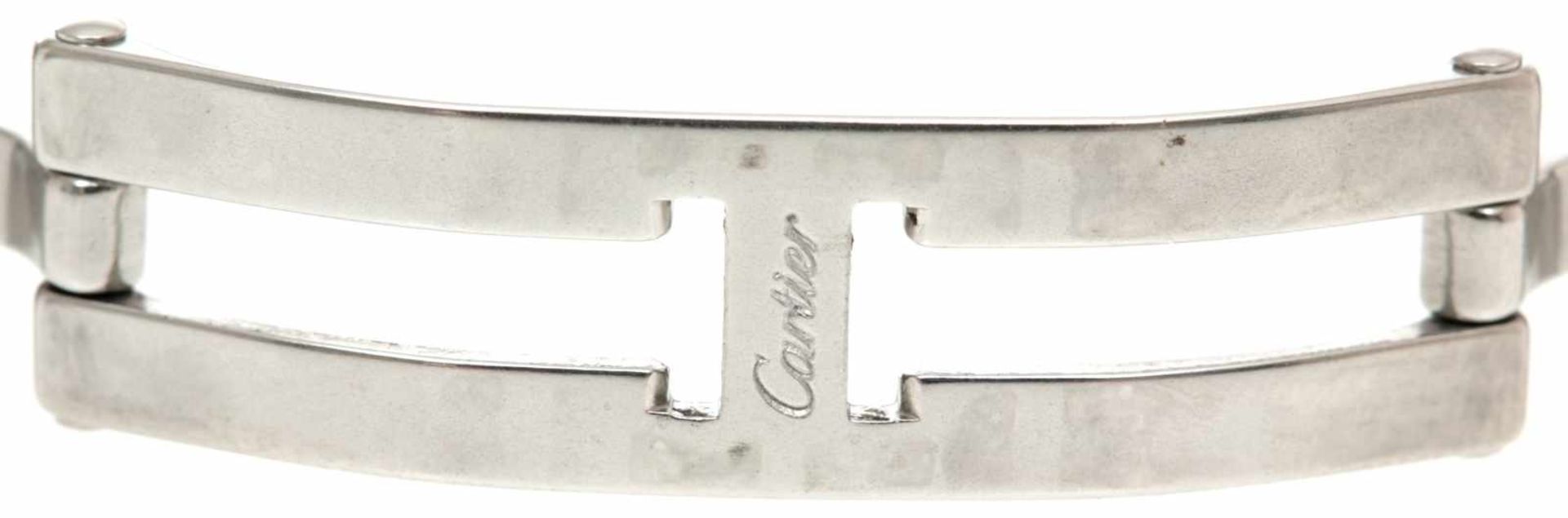 HerrenarmbanduhrStahl, Cartier, Ende 20.Jh. Modell "Tank Francaise"- Silberfarbenes Zifferbl. m. - Bild 3 aus 3