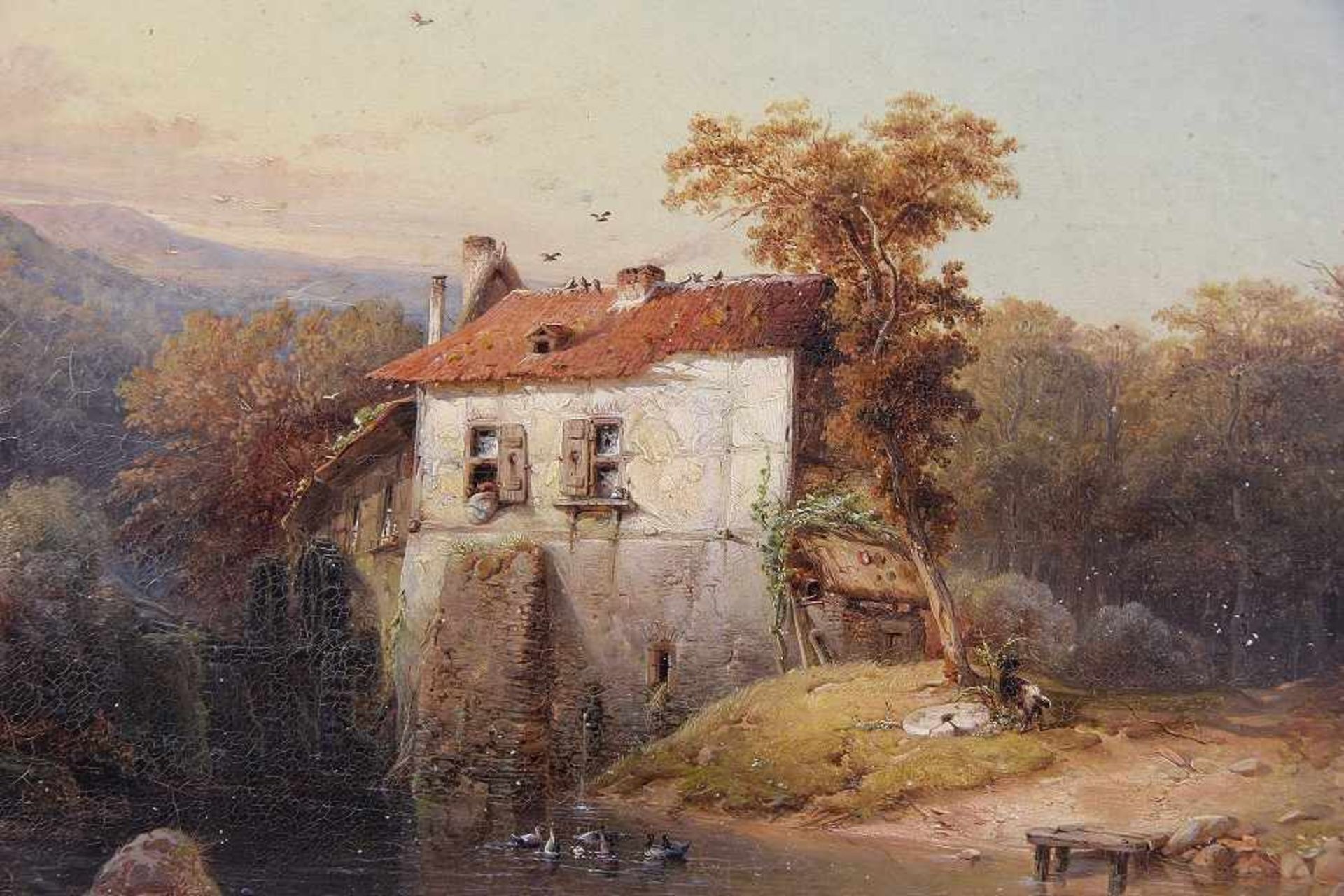 Hilgers, Carl (Düsseldorf 1818 - 1890 Düsseldorf) Gemälde "Mühle am Sonntage", Öl auf Leinwand, - Image 6 of 6