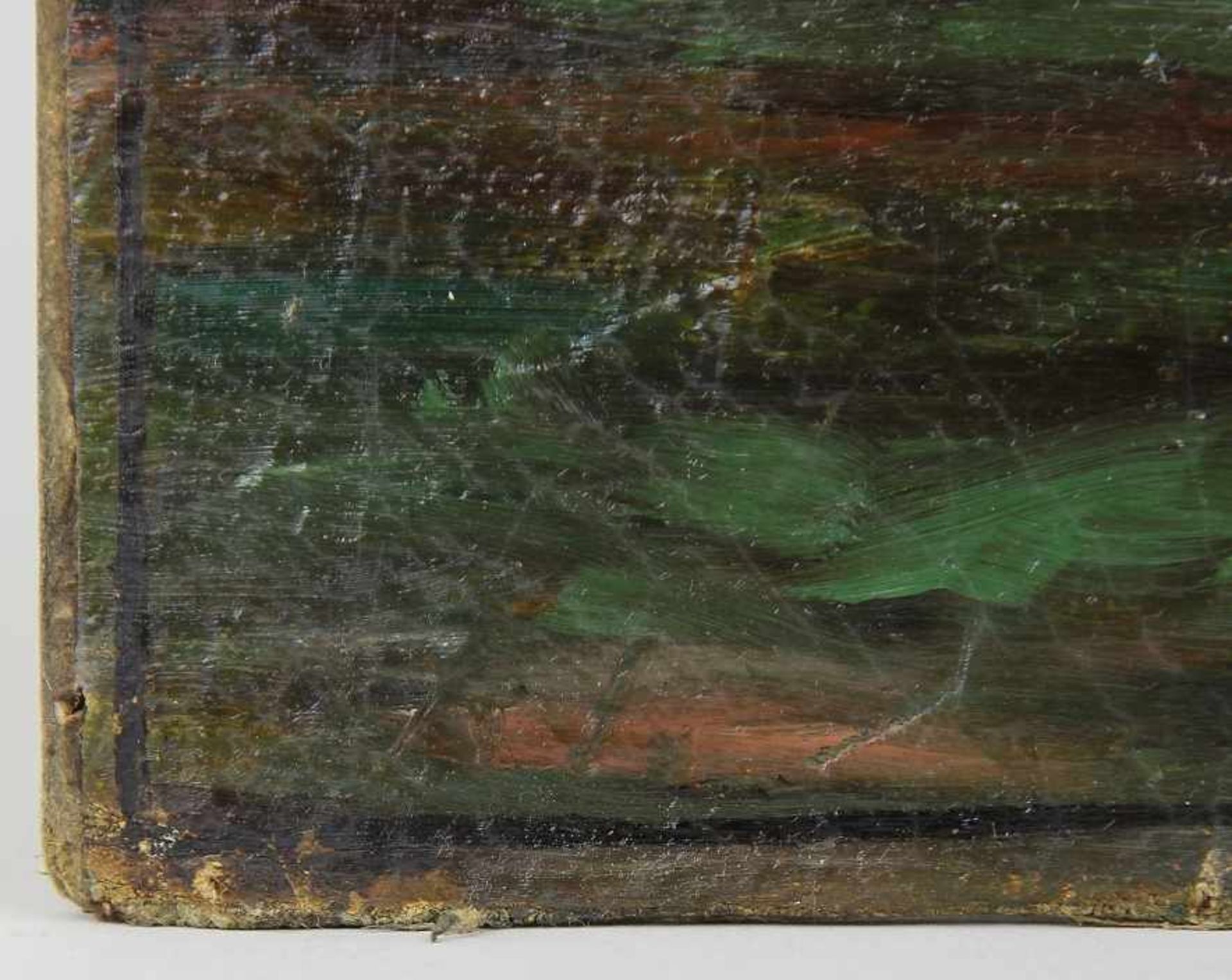 Deutscher Maler des 19./20. Jhd. Gemälde, Öl auf Leinwand auf Karton, weite Sommerlandschaft, - Image 5 of 5