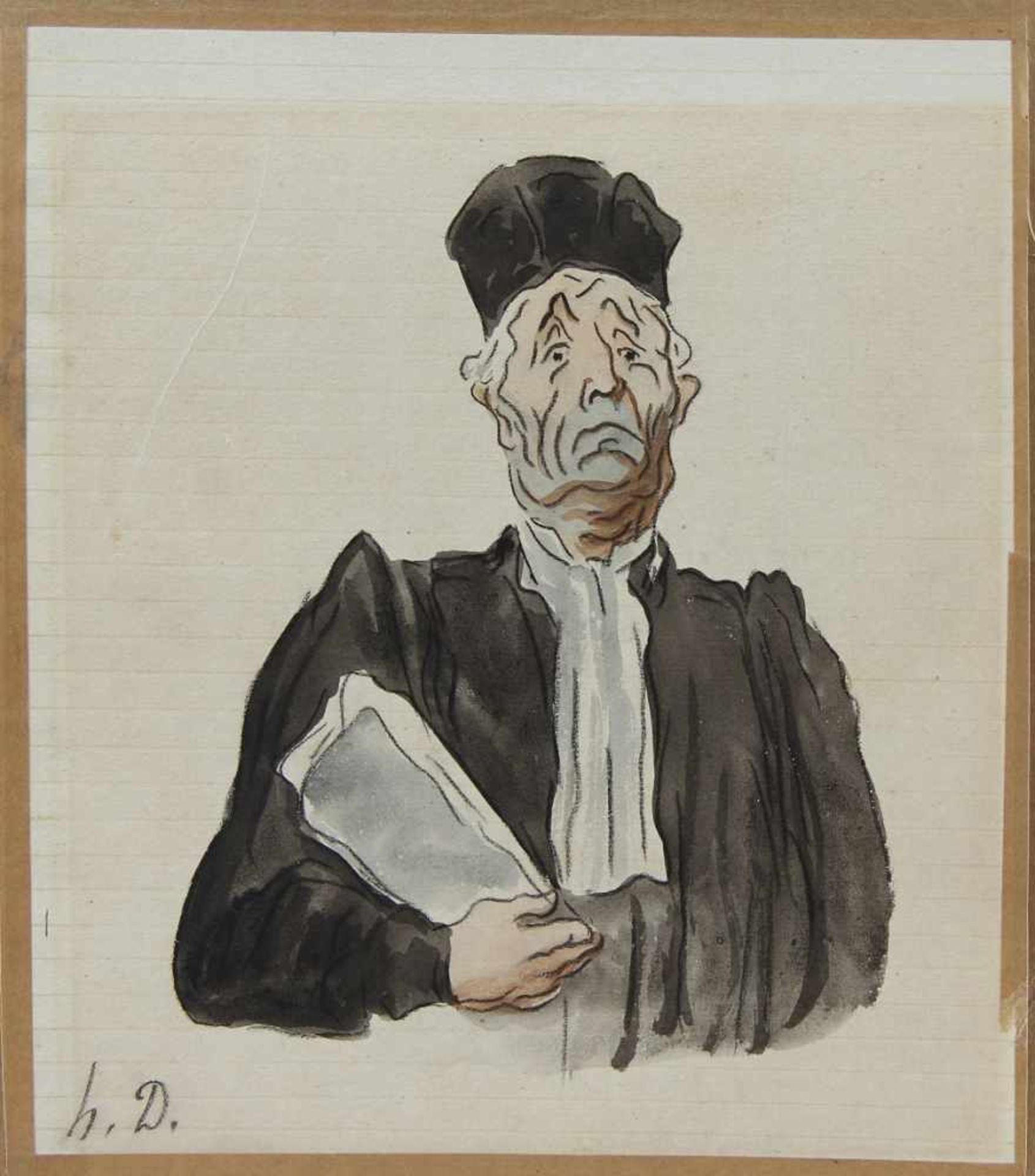 Daumier, Honoré (Marseille 1808 - 1879 Valmondois, Val-d'Oise) attr.Zeichnung, Aquarell über Kohle