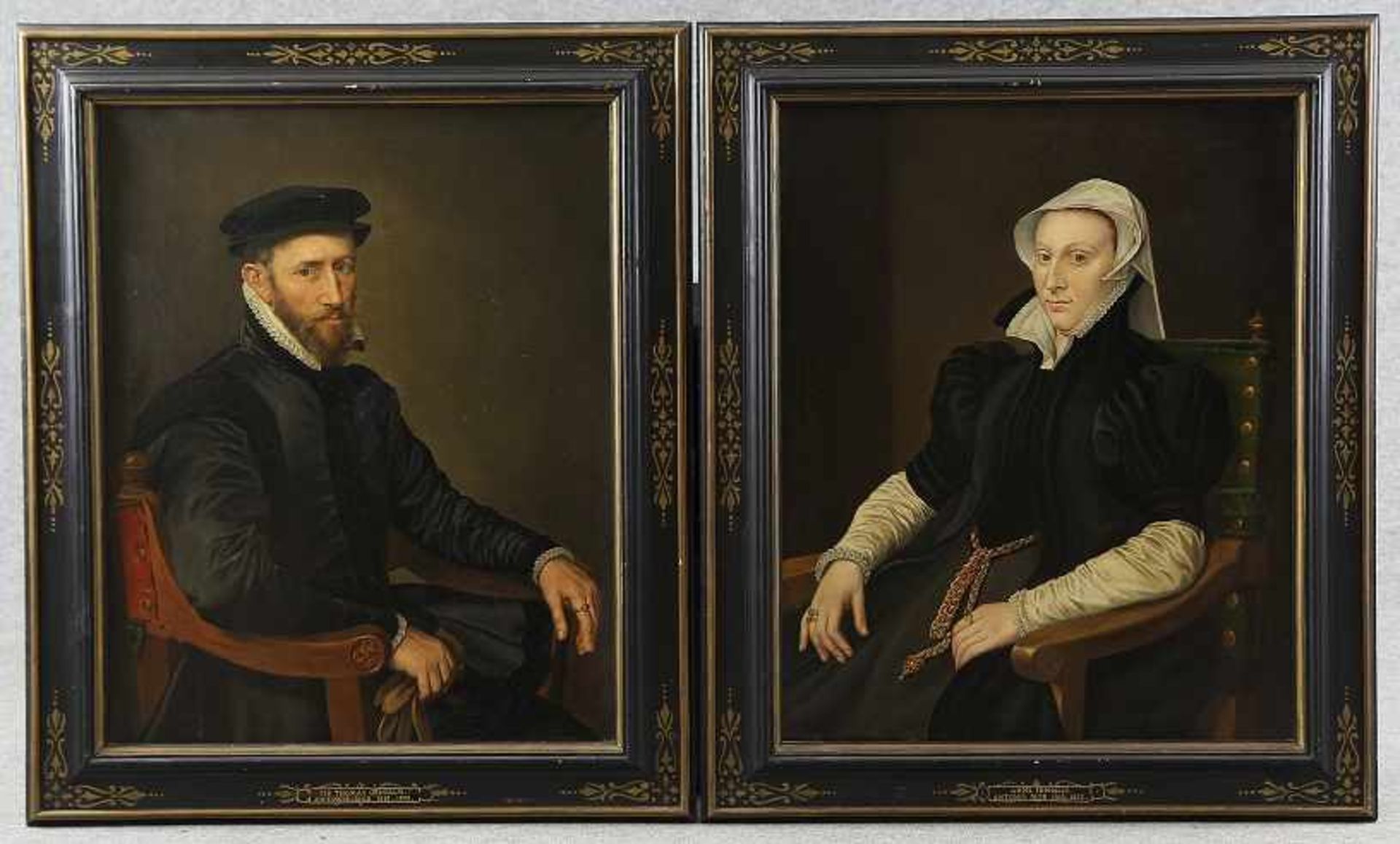 Mor van Dashorst, Antonis (Utrecht 1512/20 - 1576/77 Antwerpen) nach Paar Portraitgemälde "Sir