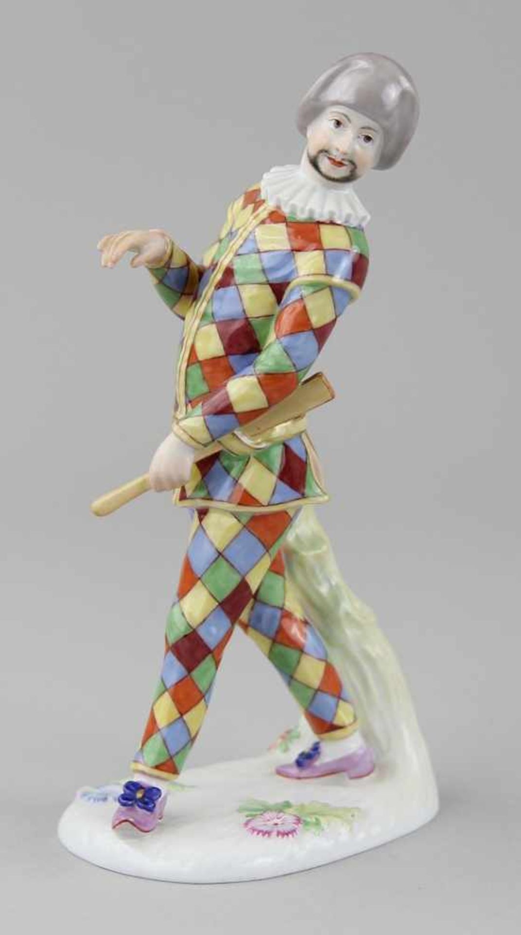 Fürstenberg - Figur "Harlekin" aus der "Commedia dell´arte" Porzellan farbig bemalt und leicht