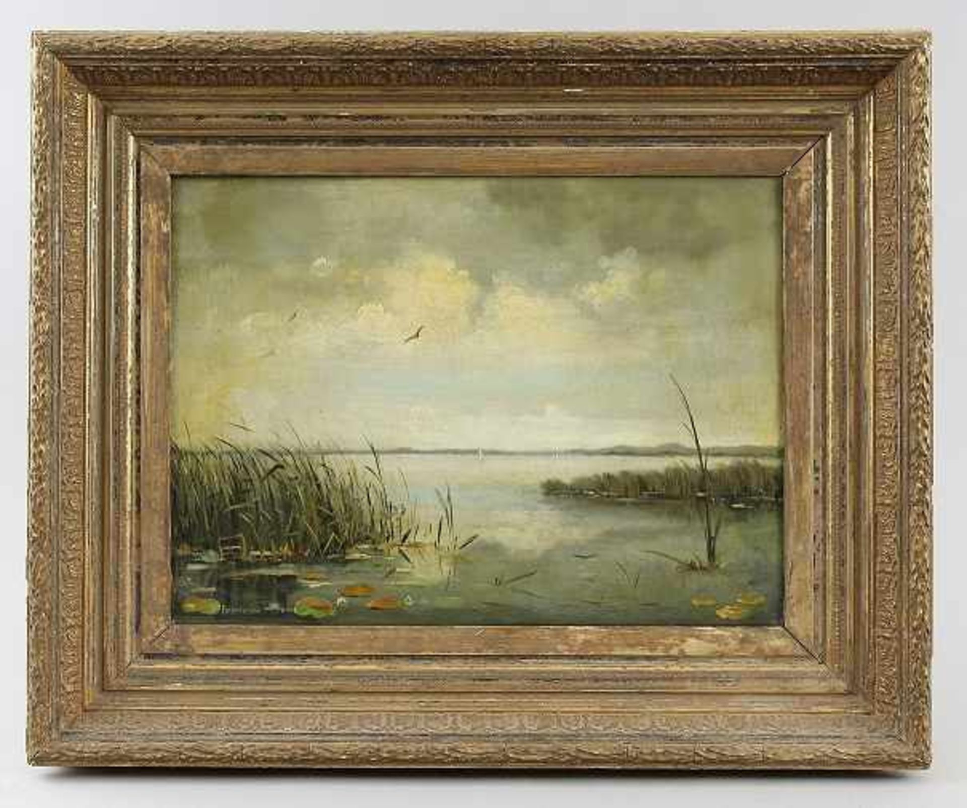 Hartsuijker, F. (Niederländischer Maler des 19./20. Jhd.) Gemälde, Öl auf Leinwand, Seenlandschaft