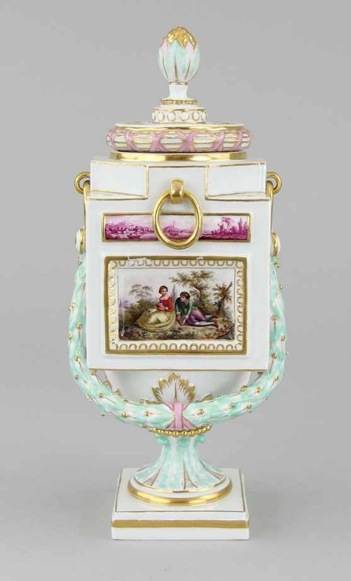 Seltene Meissen - Potpourri - Vase Porzellan Porzellan farbig bemalt und vergoldet, reichverzierte - Image 2 of 8