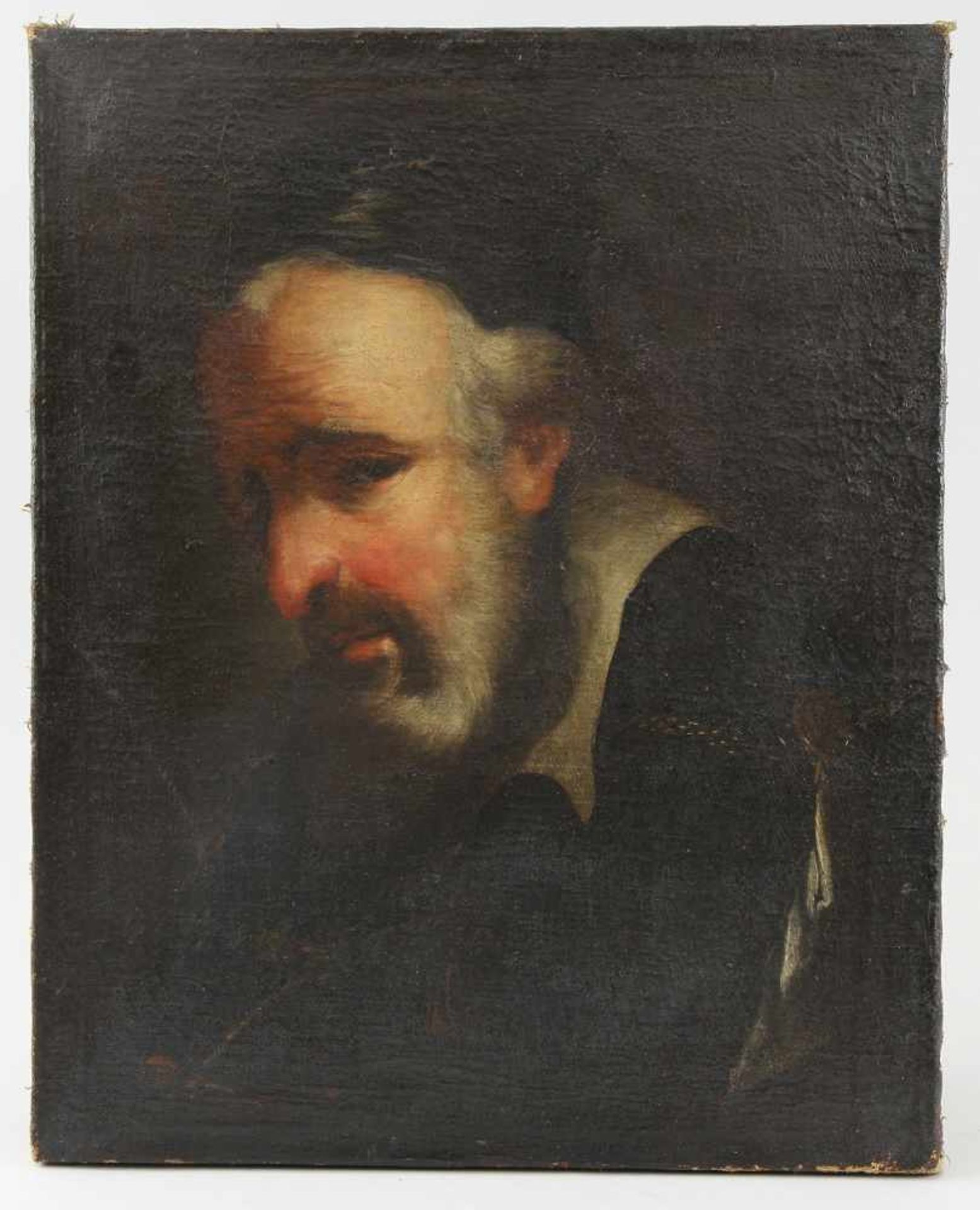 Italienischer Maler des 17. Jhd. Gemälde/Studie, Öl auf grober Leinwand, Portrait eines wohl