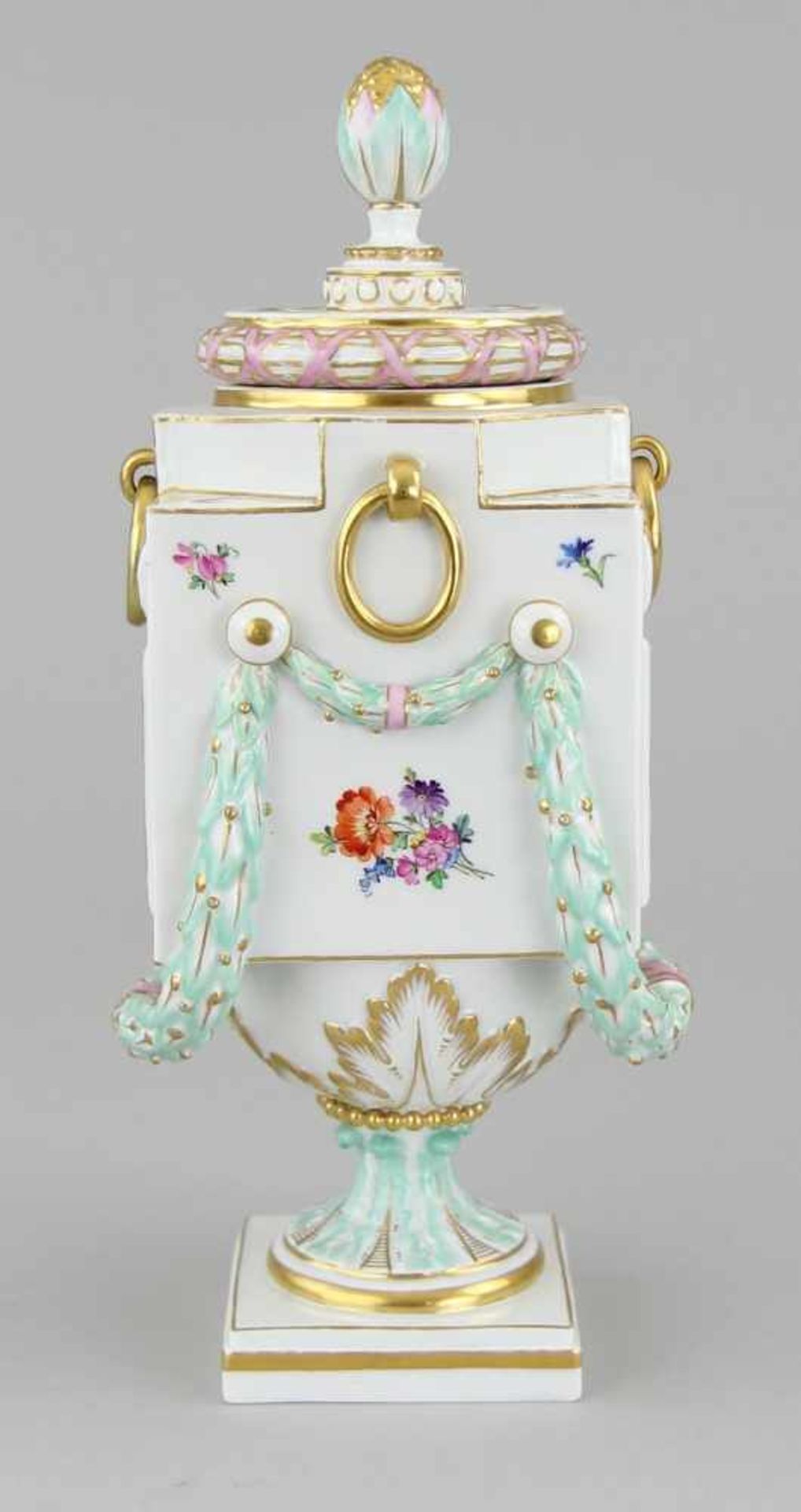 Seltene Meissen - Potpourri - Vase Porzellan Porzellan farbig bemalt und vergoldet, reichverzierte - Image 3 of 8