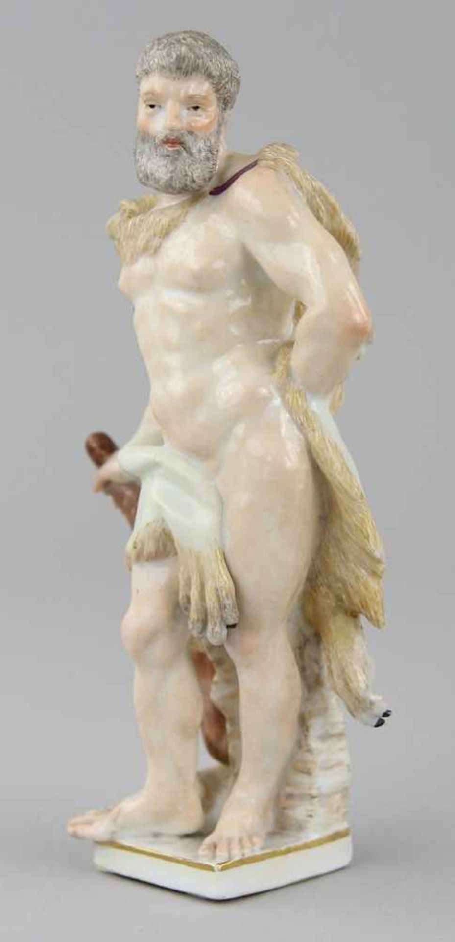 Meissen - Figur "Herkules" Porzellan farbig bemalt und leicht vergoldet, stehender Herkules mit - Image 5 of 6