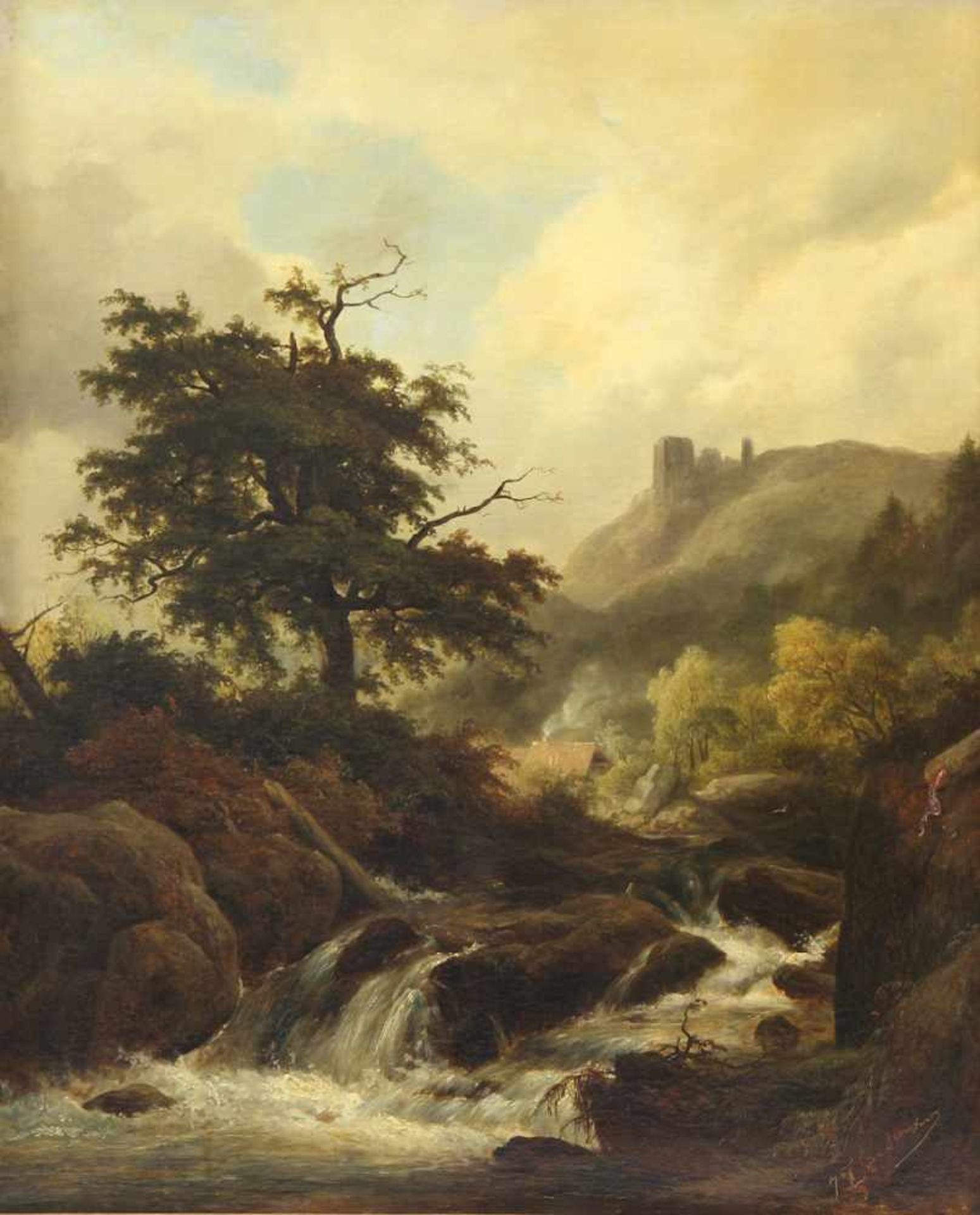 Deventer Jan Frederik van (Brüssel 1822 - 1886 Amsterdam) Gemälde, Öl auf Leinwand, Wildbach in - Image 7 of 7