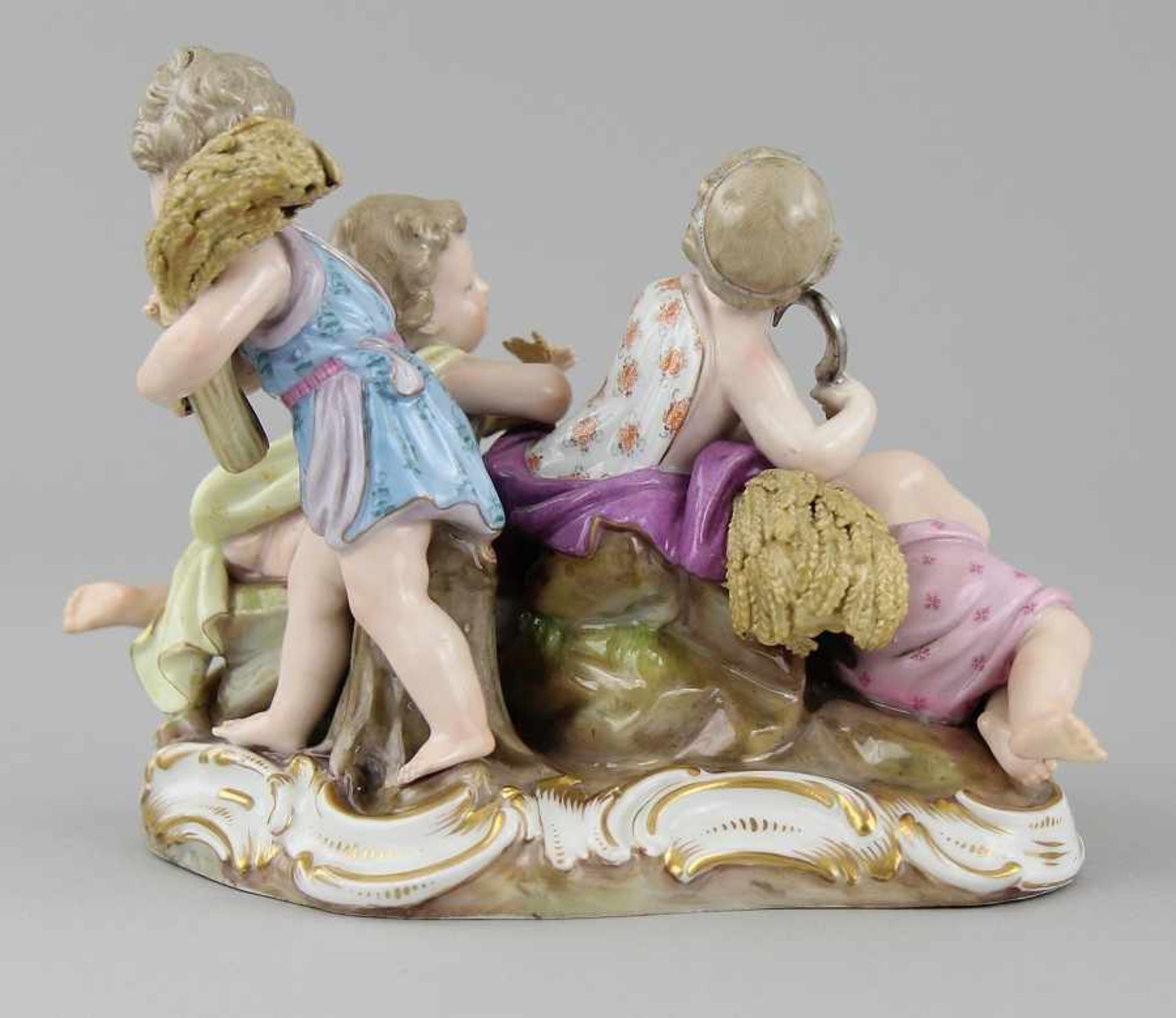 Meissen - Figurengruppe "Allegorie des Sommers" Porzellan farbig bemalt und leicht vergoldet, vier - Image 3 of 6