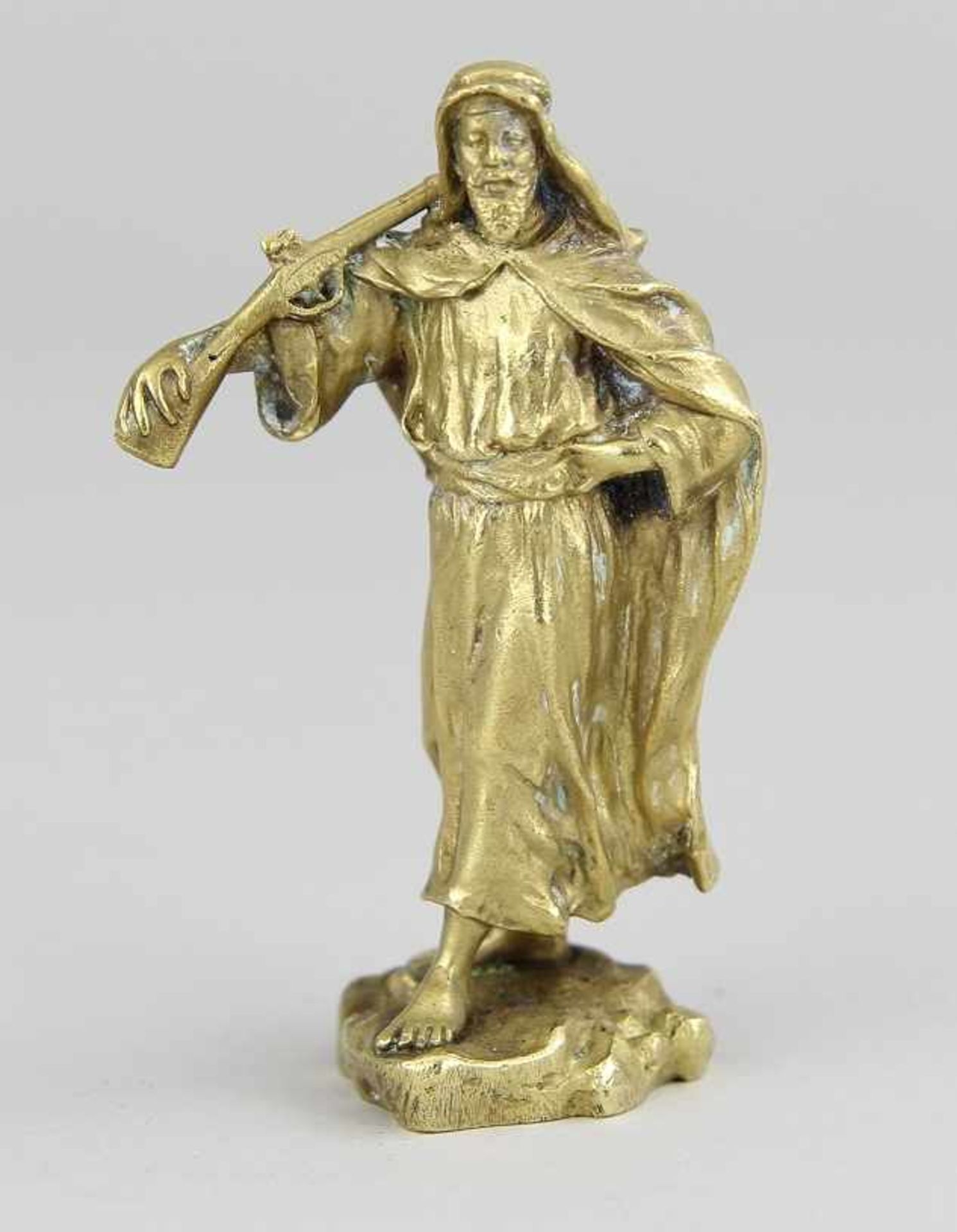 Bergmann, Franz Xaver (Wien 1861 – 1936) Figur "Araber", Bronze gegossen und goldfarben patiniert,