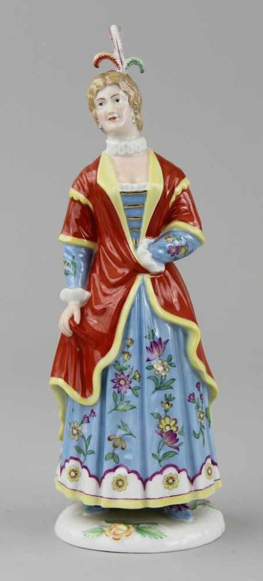 Fürstenberg - Figur "Isabella" aus der "Commedia dell´arte" Porzellan farbig bemalt und leicht