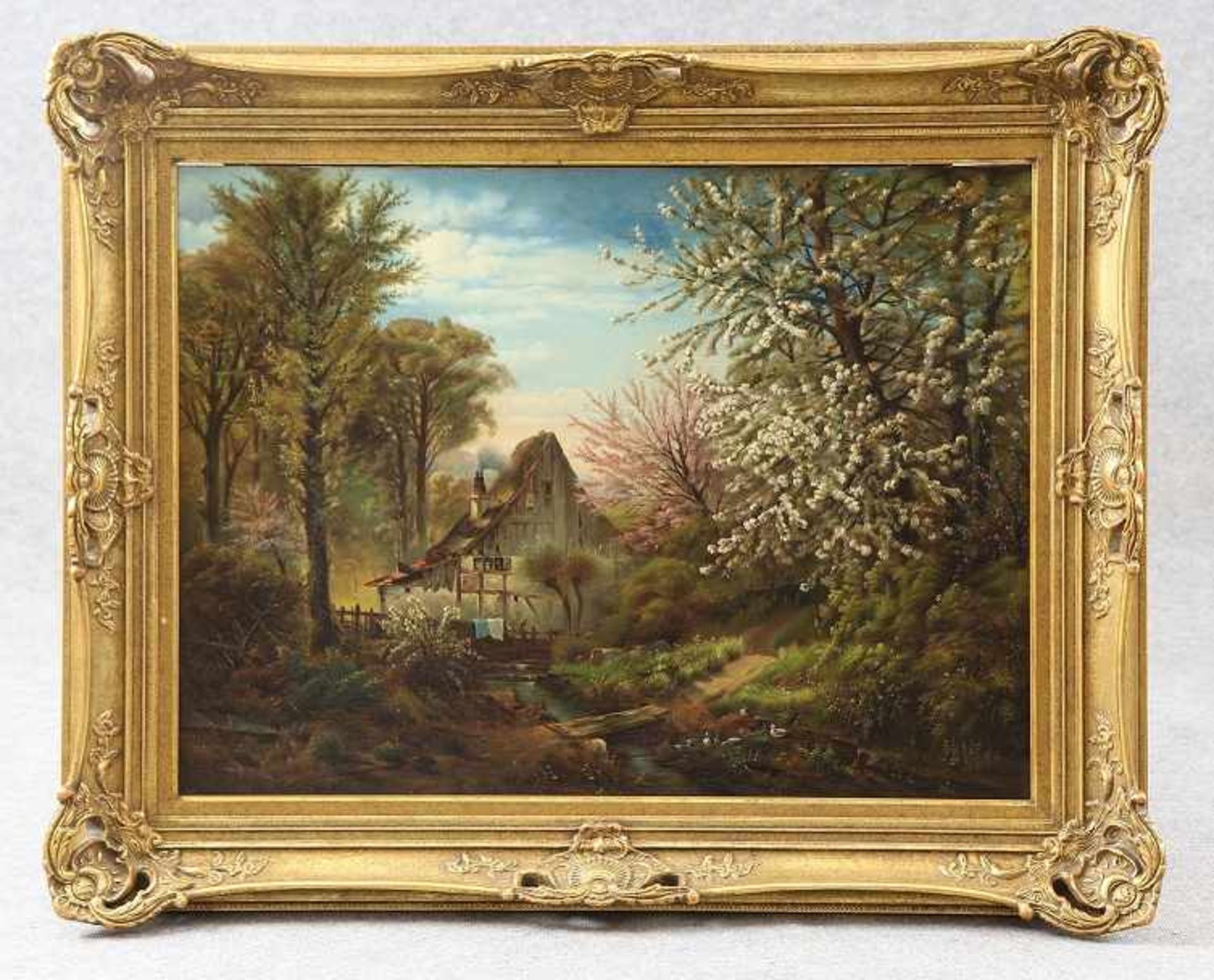 Hartung, Heinrich III. (Koblenz 1851 - 1919 Koblenz) attr. Gemälde, Öl auf Leinwand, Frühling in