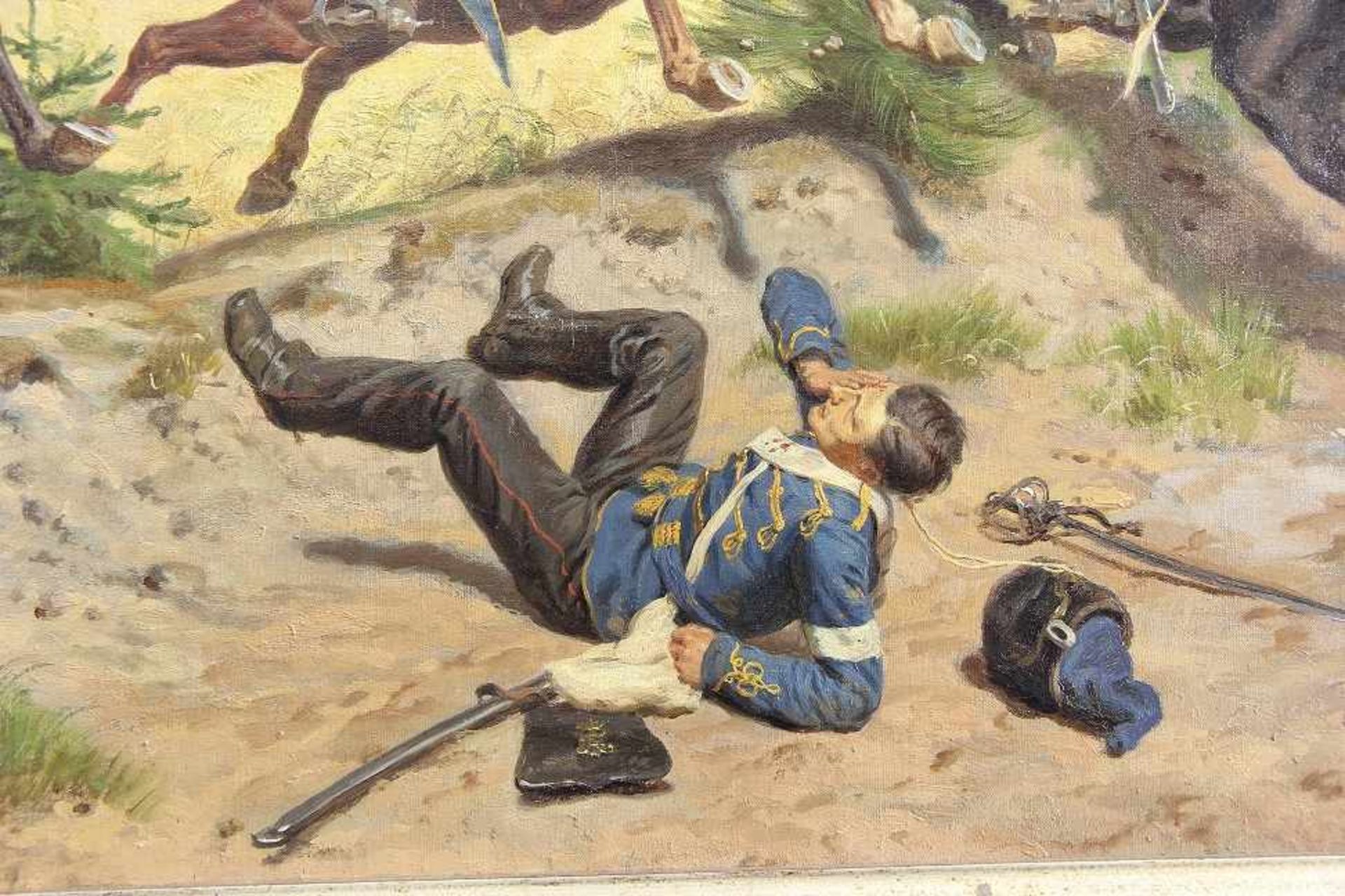 Hünten, Emil (Paris 1827 - 1902 Düsseldorf) Gemälde "Attacke des 2. Rheinischen Husaren-Regimentes - Bild 5 aus 7