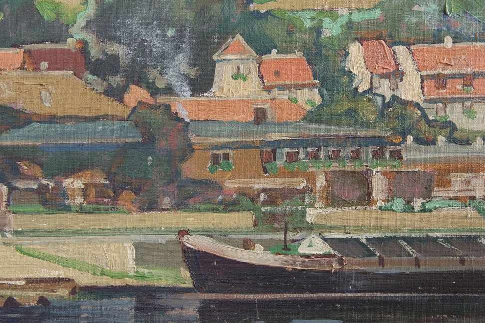 Schulze, Kurt (Dresden 1877 - ?) Gemälde, Öl auf Leinwand, Blick über die Elbe auf Meissen und die - Image 5 of 5