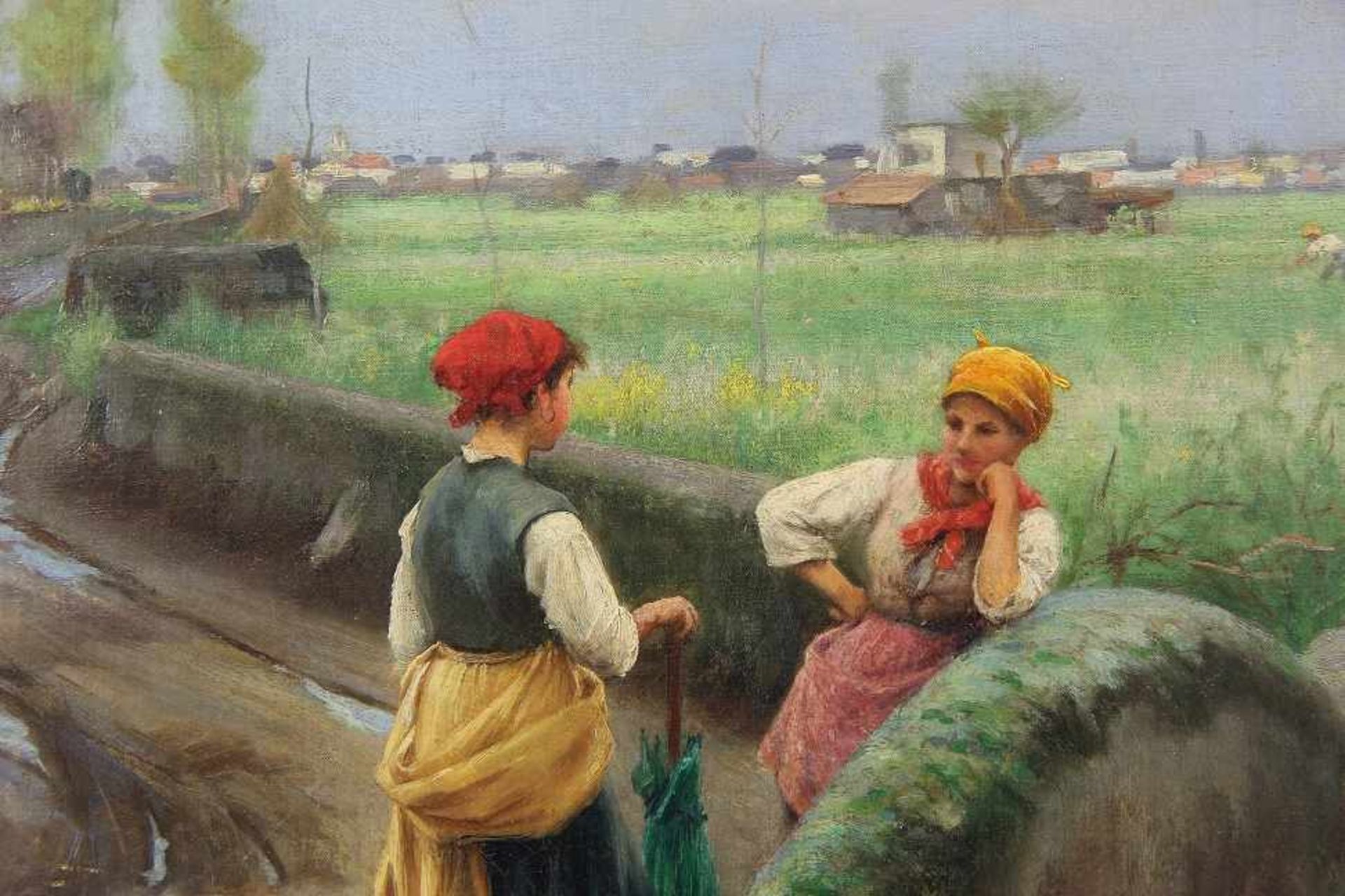 Fisher, Horace (Englischer Maler, 1861 - 1928) Gemälde, Öl auf Leinwand, Dorfstraße auf Capri mit - Image 3 of 4