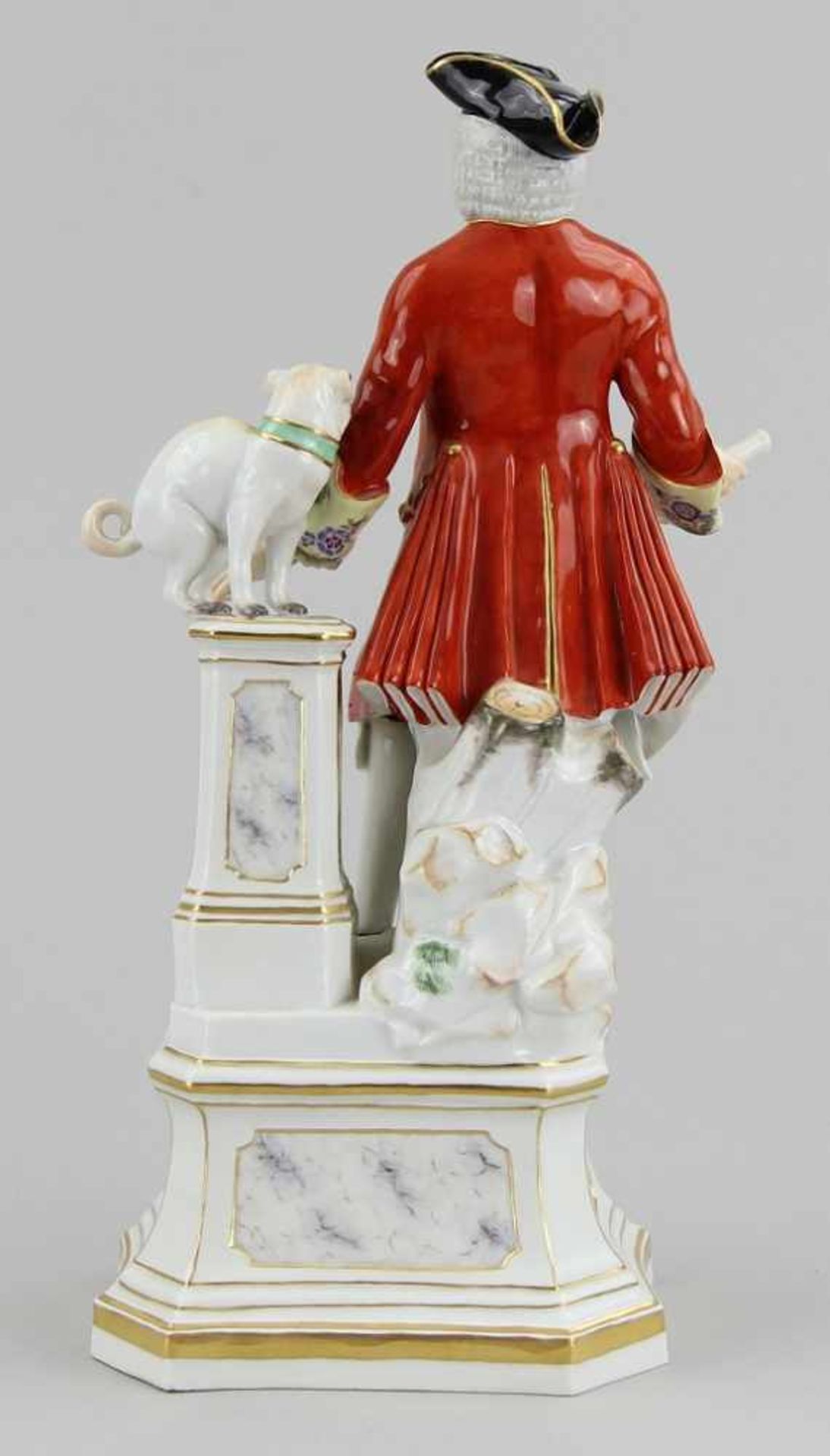 Meissen - Figur "Freimaurer mit Mops" Porzellan farbig bemalt und leicht vergoldet, stehender - Bild 2 aus 4