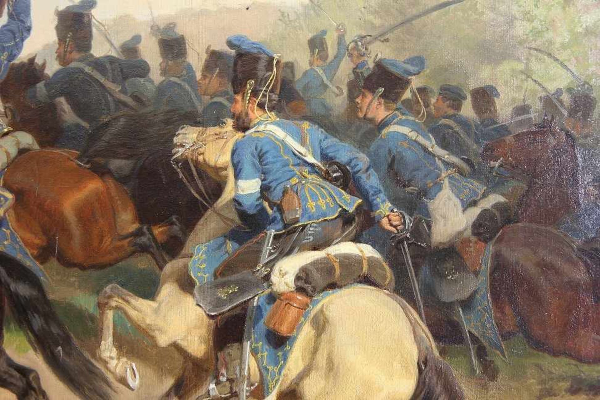 Hünten, Emil (Paris 1827 - 1902 Düsseldorf) Gemälde "Attacke des 2. Rheinischen Husaren-Regimentes - Bild 6 aus 7