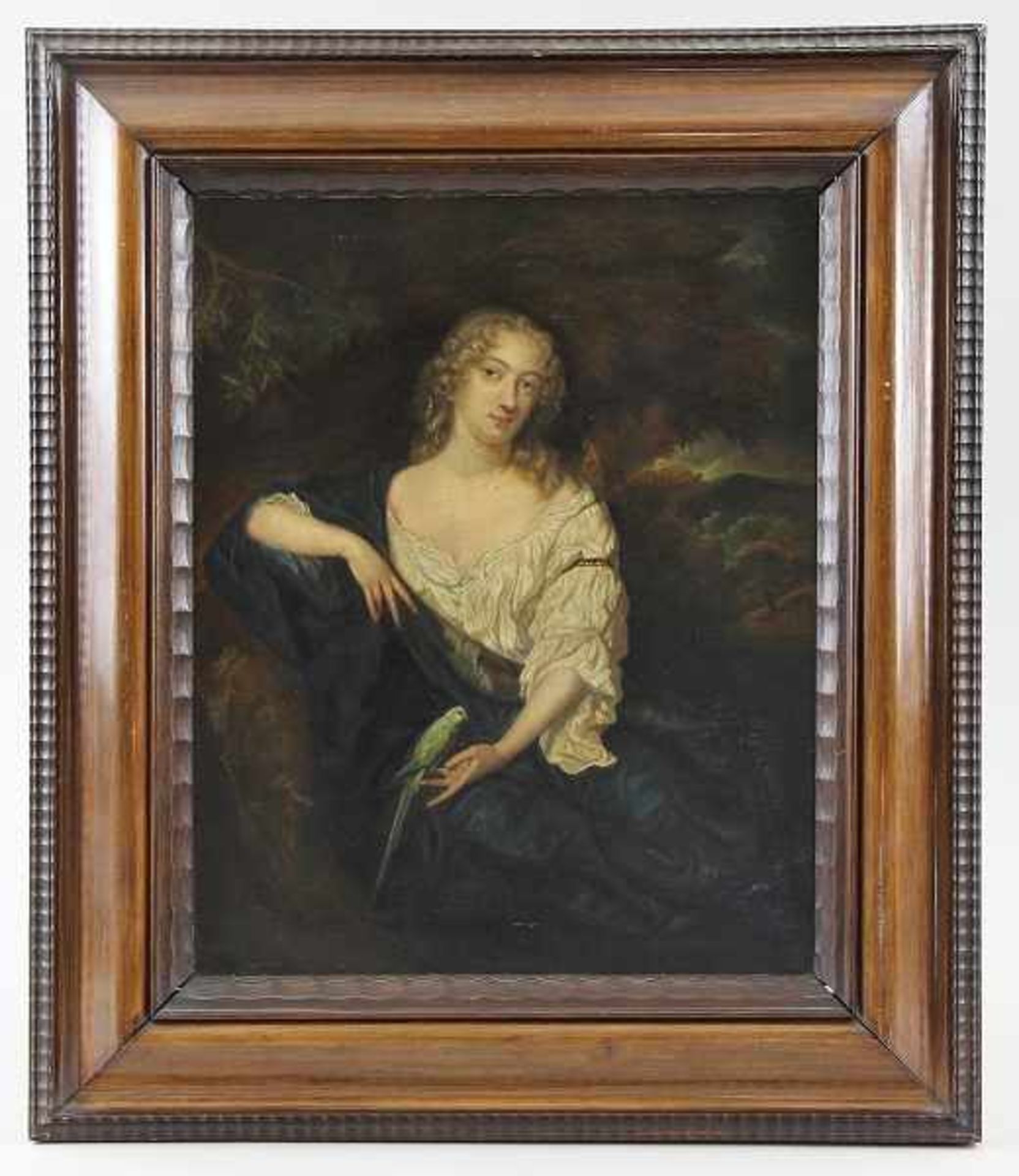 Netscher, Caspar (Heidelberg 1639 - 1684 Den Haag) nach Gemälde "Dame mit Papagei", Öl auf Leinwand,