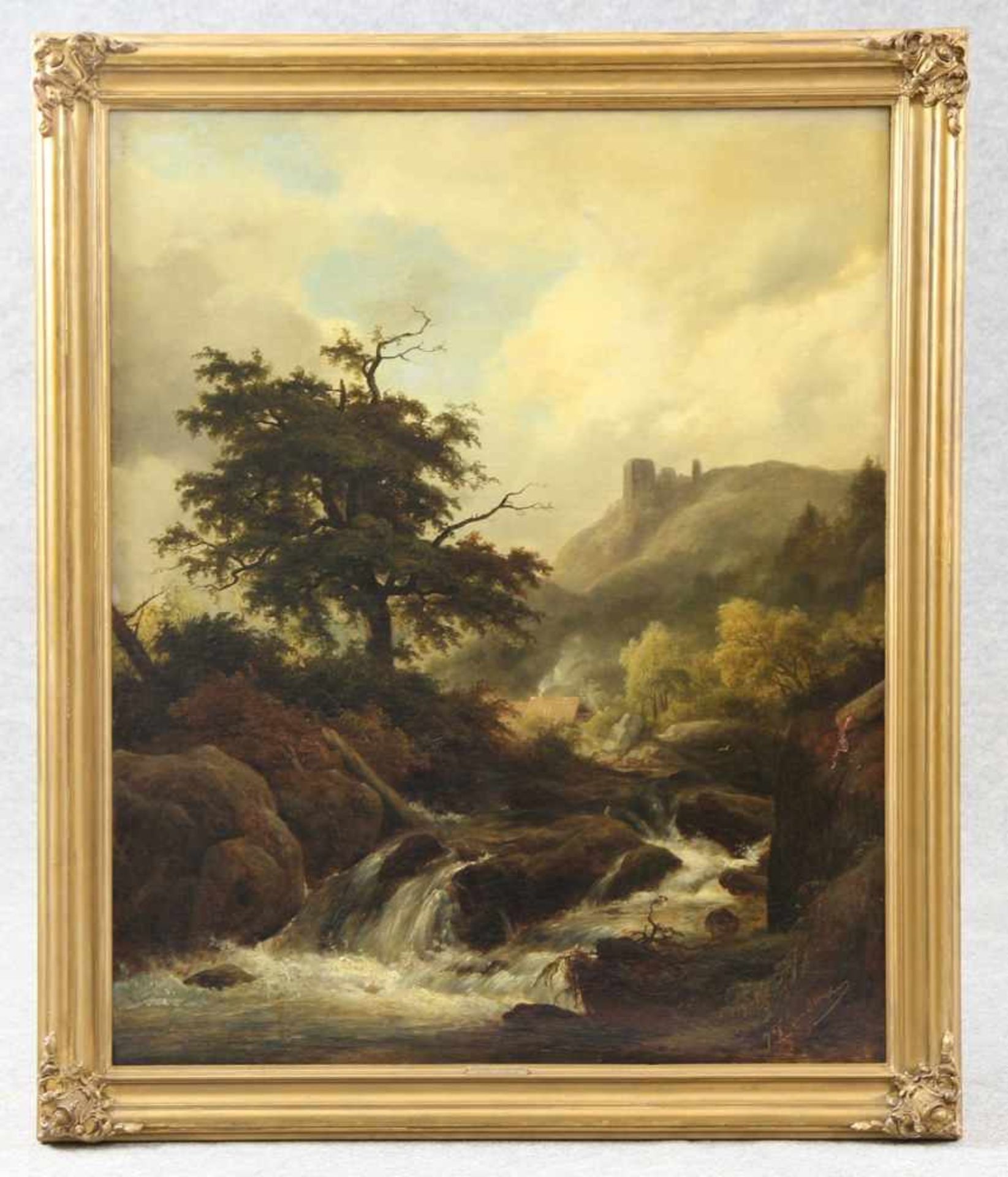 Deventer Jan Frederik van (Brüssel 1822 - 1886 Amsterdam) Gemälde, Öl auf Leinwand, Wildbach in