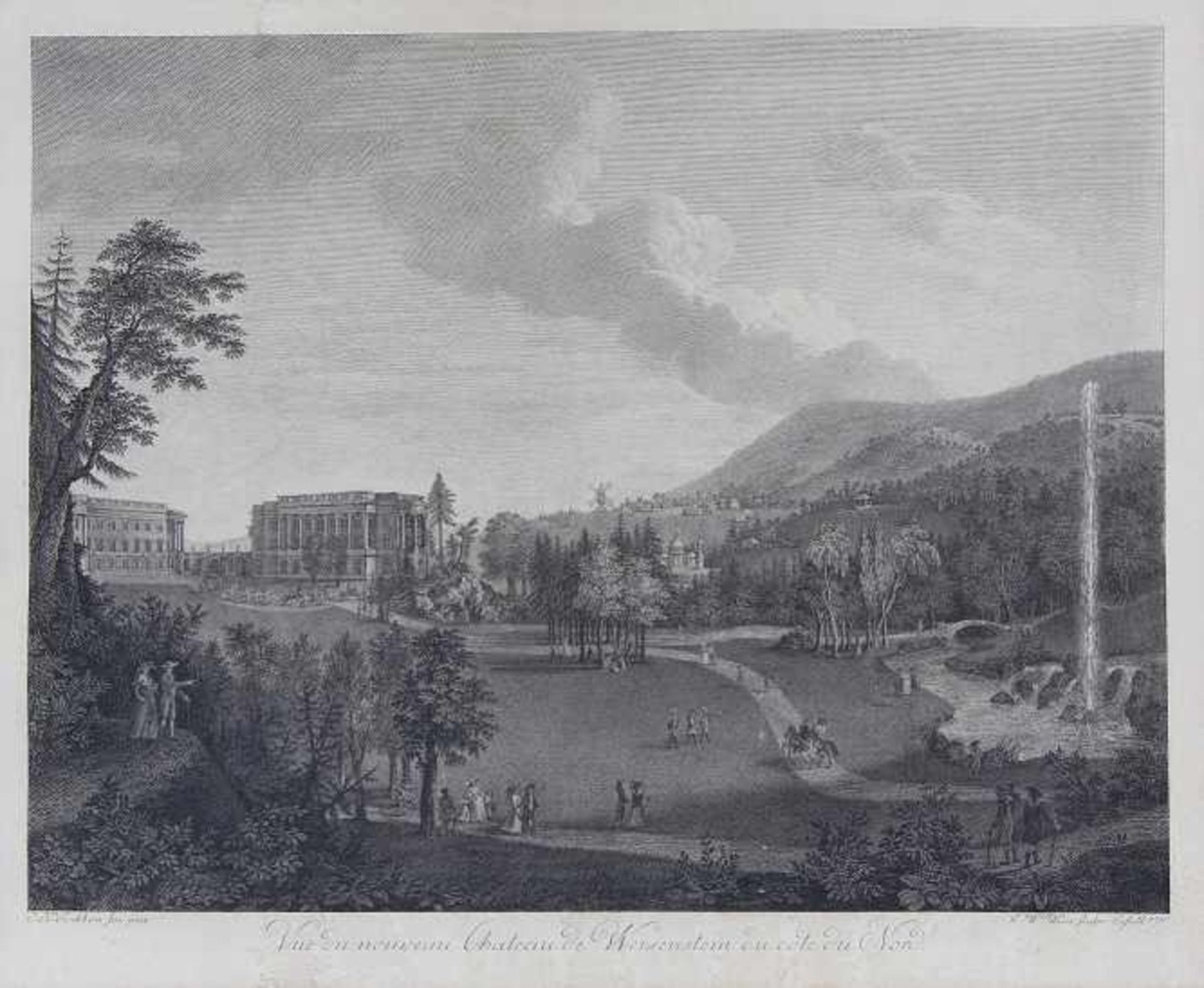 Weise, Gotthilf Wilhelm (Dresden 1751 - 1810 Kassel) Kupferstich "Vue du nouveau Chateau de - Bild 2 aus 2