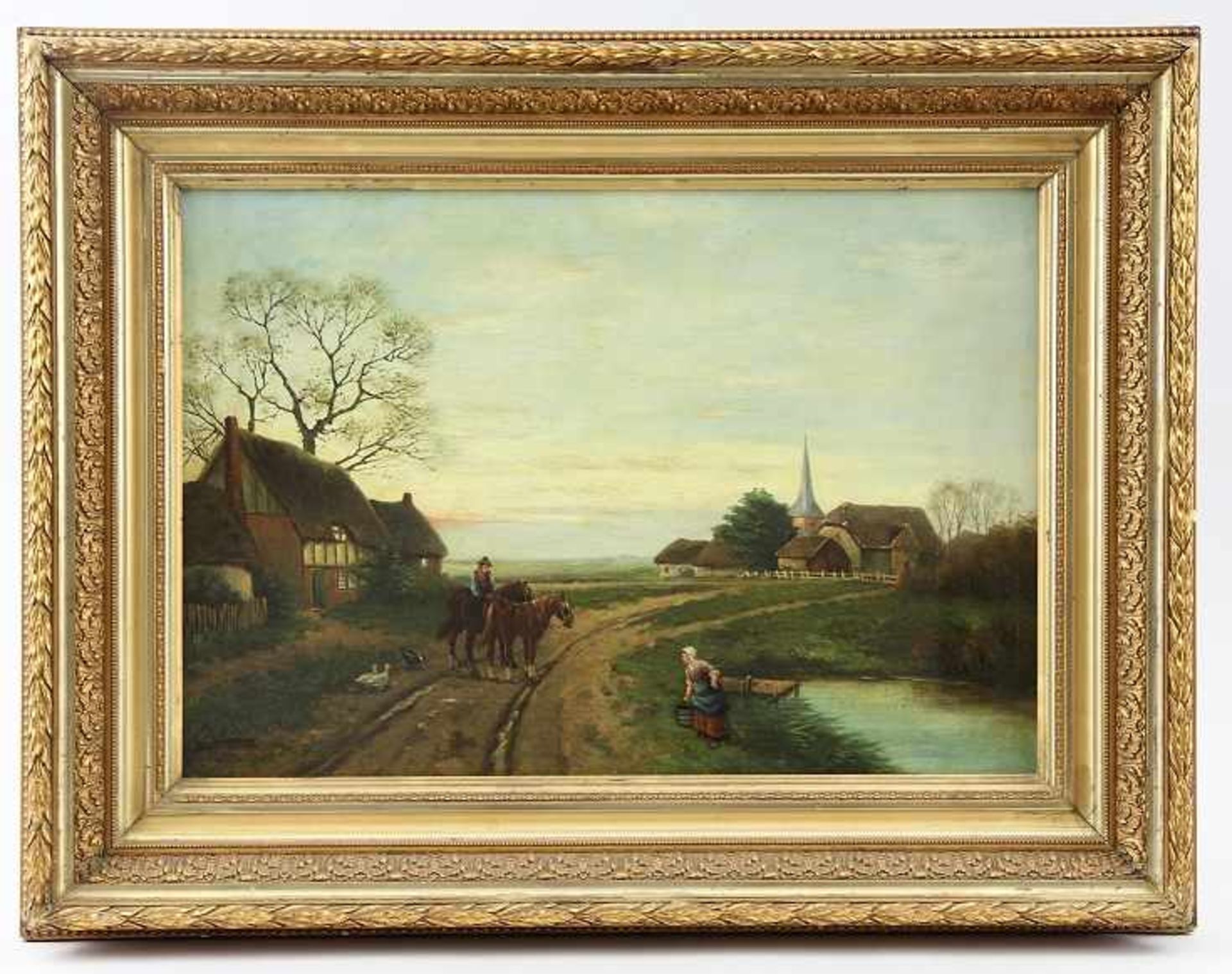 Heerebaart, Gregorius (Niederländischer Maler, 1829 - 1915) Gemälde, Öl auf Leinwand, Szene an einem