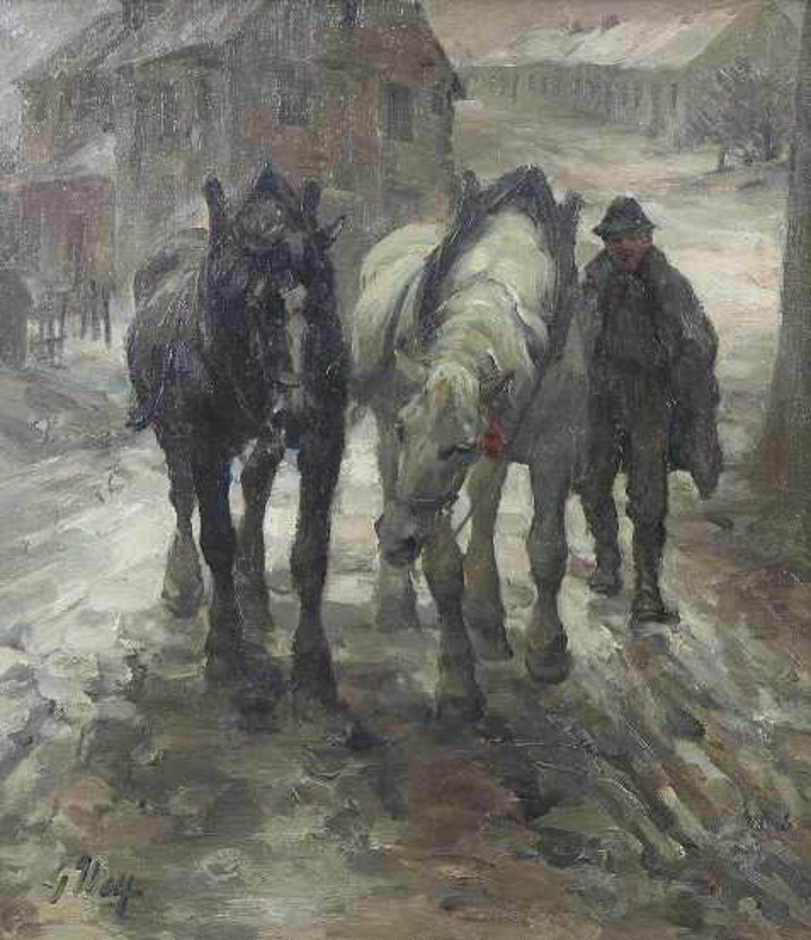 Wolf, Georg (Niederhausbergen/ Elsaß-Lothringen 1882 - 1962 Uelzen) Gemälde "Abendlicher Heimweg", - Bild 2 aus 5
