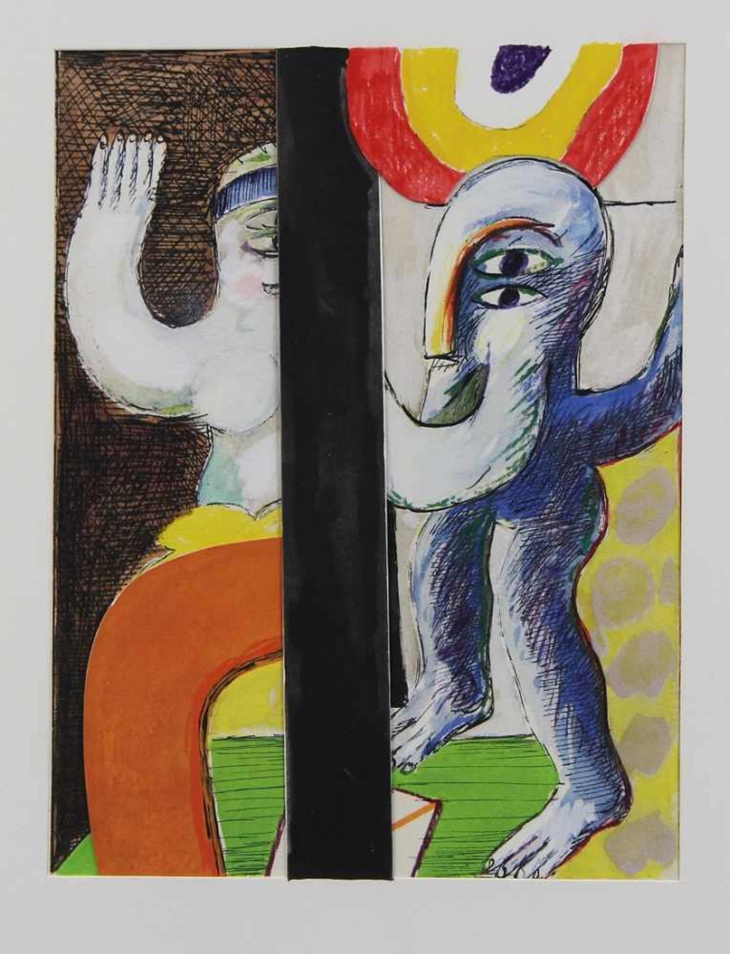 Antes, Horst (*1936 Heppenheim) "Strip Teeth", sechs teilweise ausgestanzte farbige Pochoir - - Bild 3 aus 5