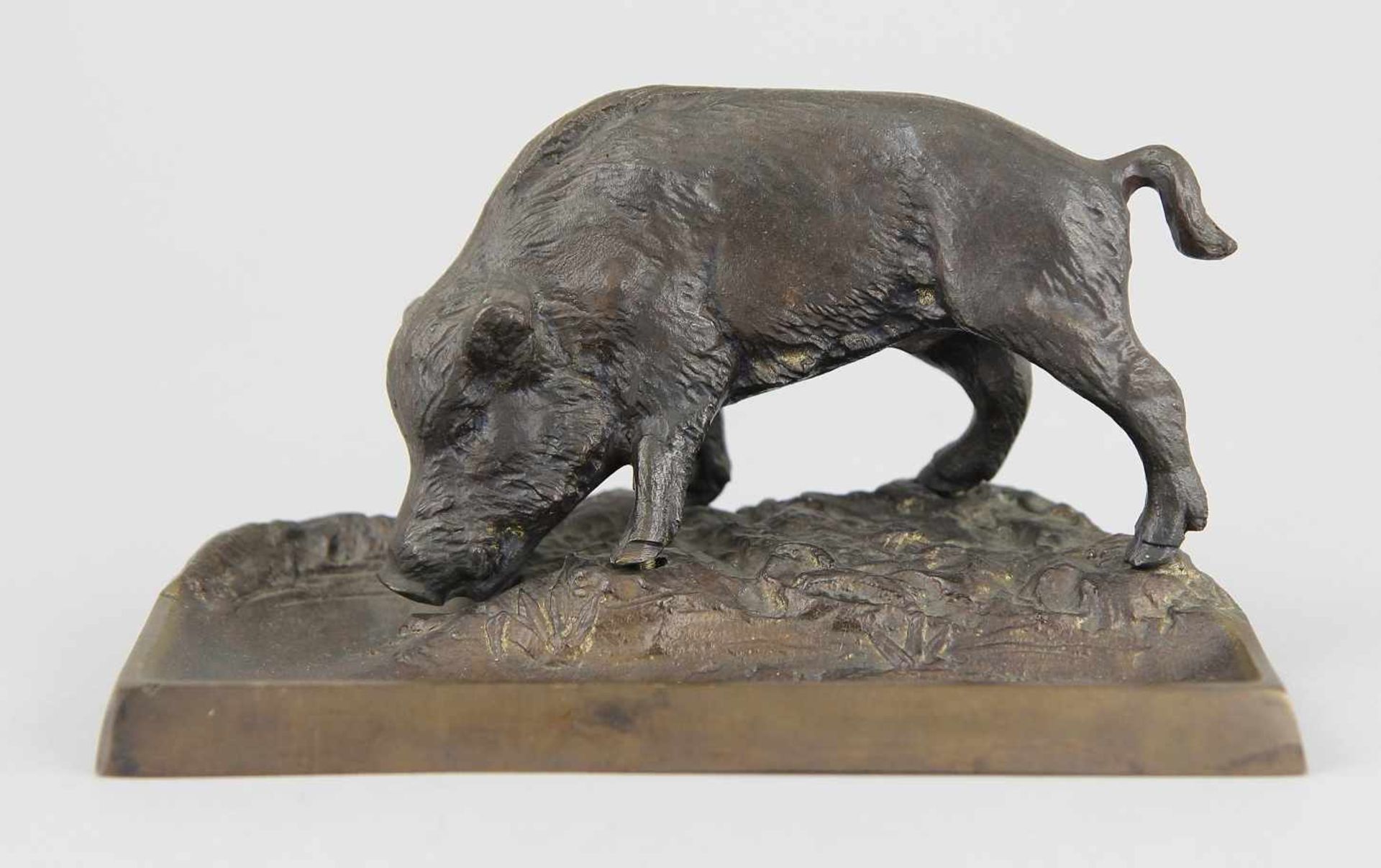 Korniluk, M.K. (Polnischer Bildhauer des 20. Jhd.) Figur "Wildschwein", Bronze gegossen und
