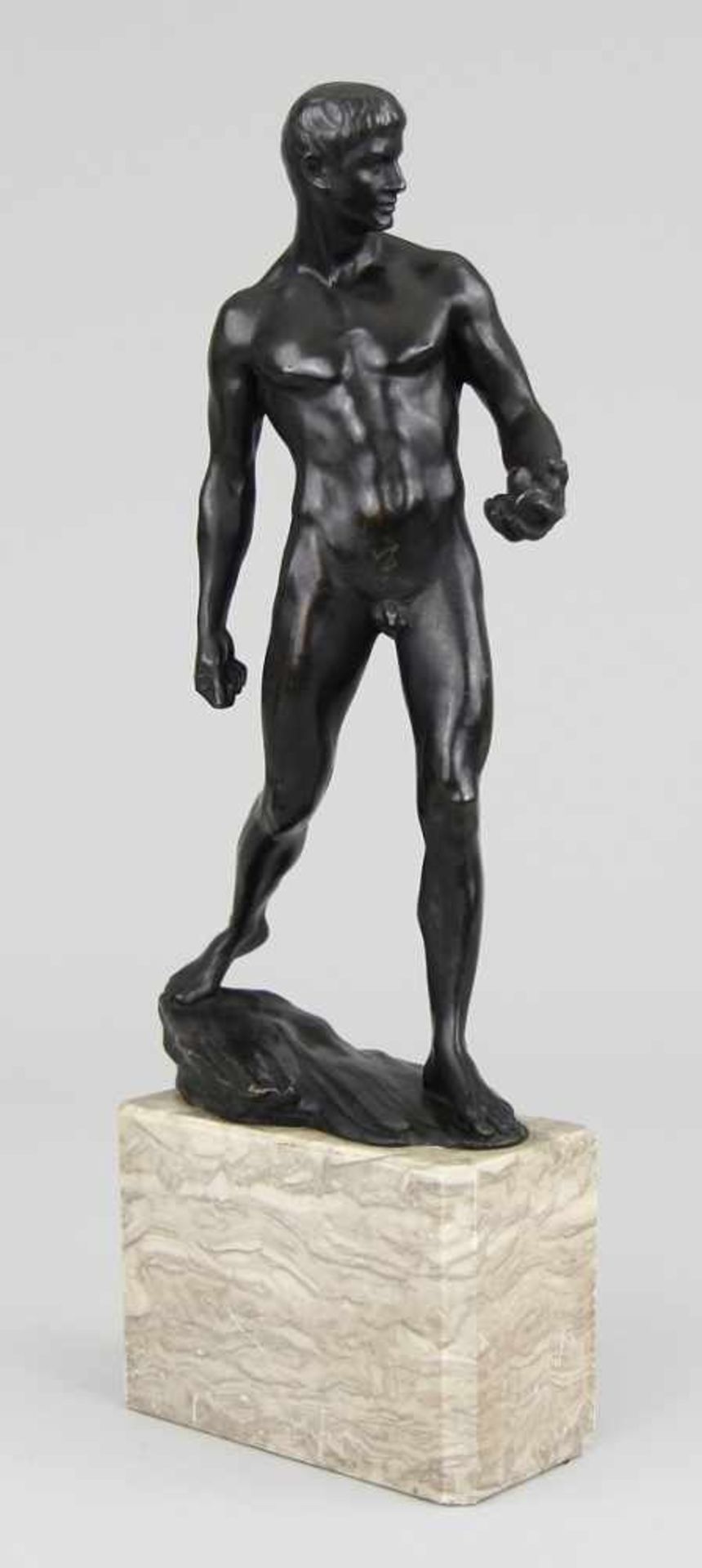 Katsch, Arnold (Kassel 1861 - ?, 1926 letztmals erwähnt) Figur "David", Bronze gegossen und - Bild 2 aus 6