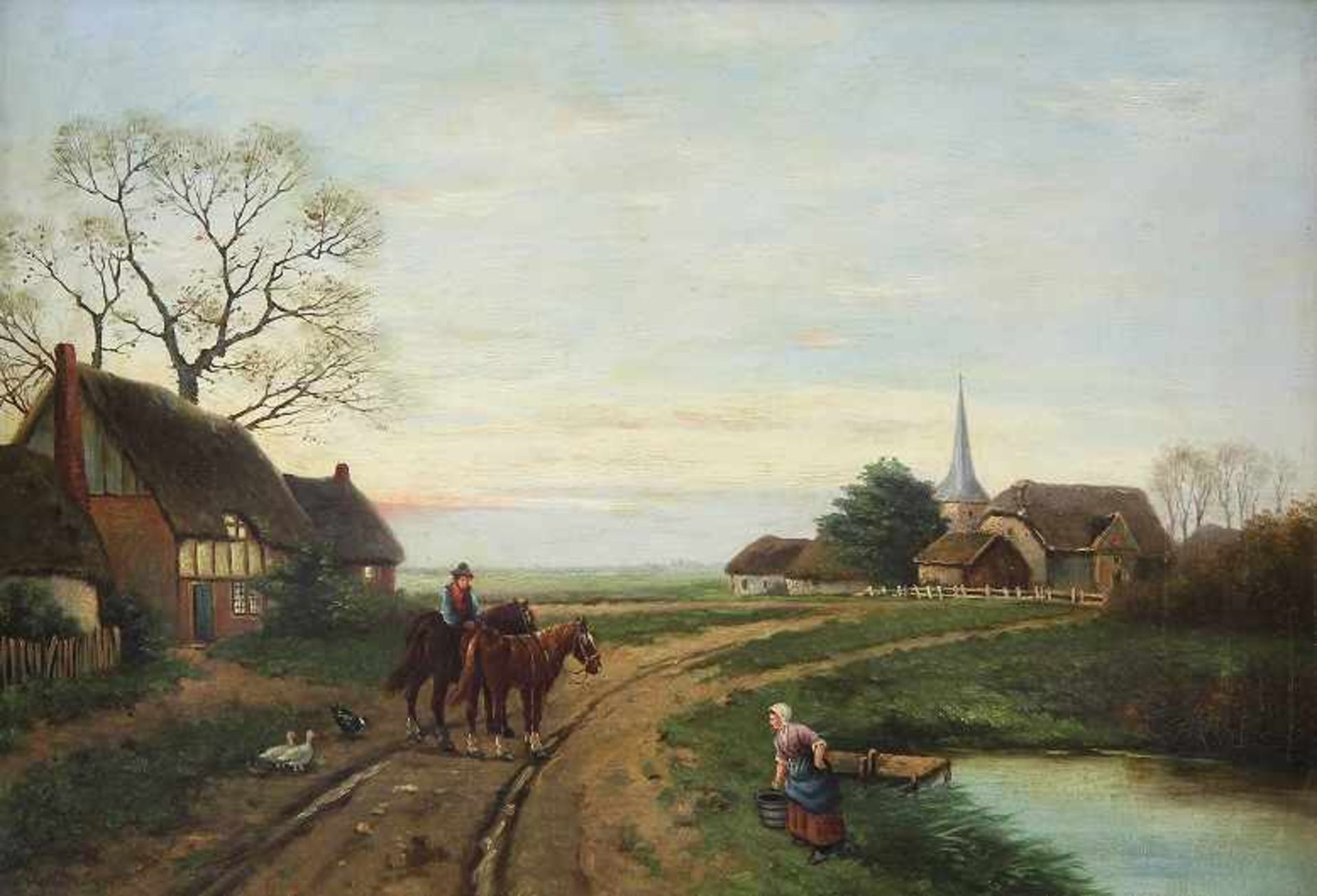 Heerebaart, Gregorius (Niederländischer Maler, 1829 - 1915) Gemälde, Öl auf Leinwand, Szene an einem - Image 2 of 4