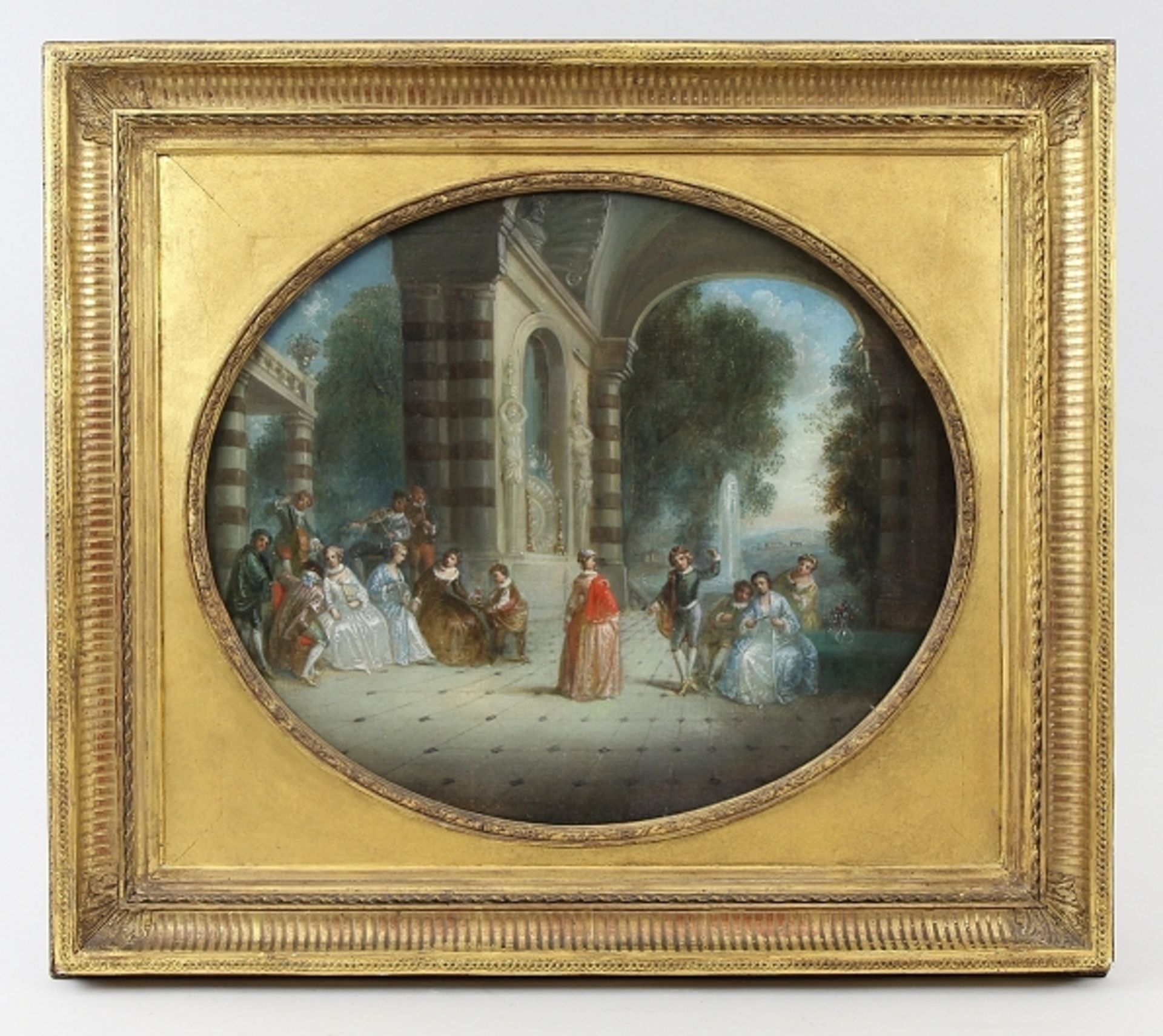 Französischer Maler des 19. Jhd. Gemälde "Les Plaisirs du bal" nach Antoine Watteau (1684 - 1721),