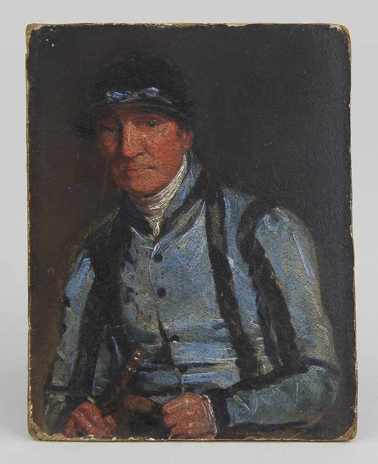 Englischer Maler des 19. Jhd. Miniaturgemälde, Öl auf Karton, Portrait des englischen Jockeys - Image 2 of 4