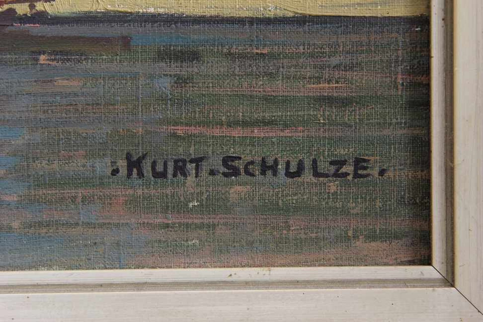 Schulze, Kurt (Dresden 1877 - ?) Gemälde, Öl auf Leinwand, Blick über die Elbe auf Meissen und die - Image 4 of 5