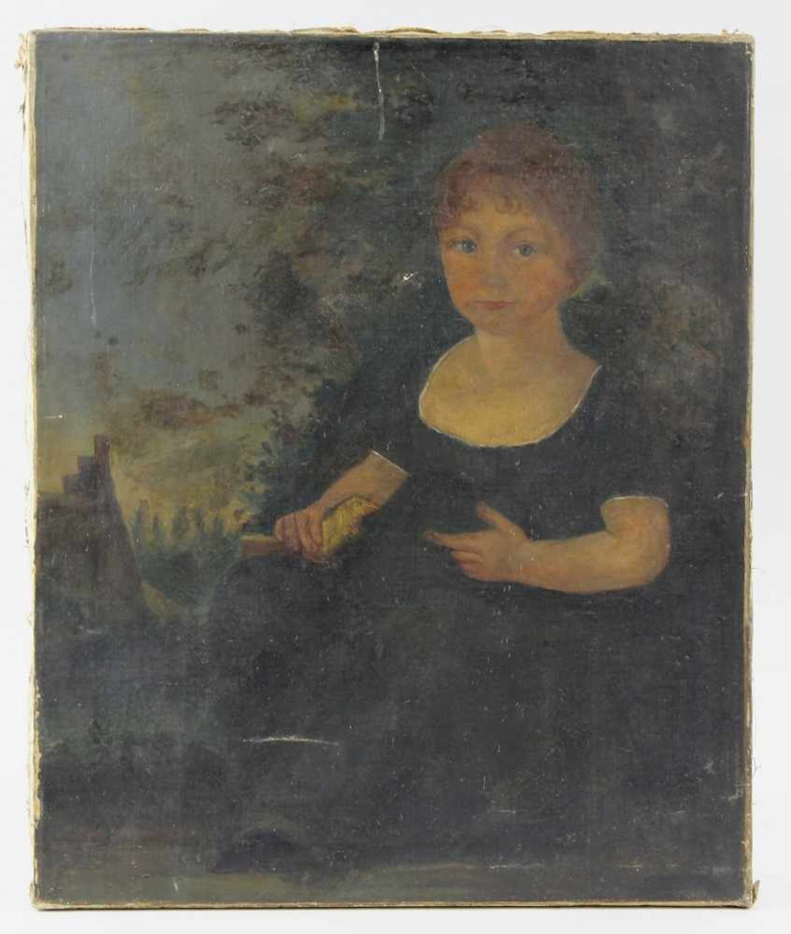 Deutscher Maler des 18. Jhd. Gemälde, Öl auf Leinwand, Portrait einer jungen Dame in grünem Kleid - Image 4 of 5